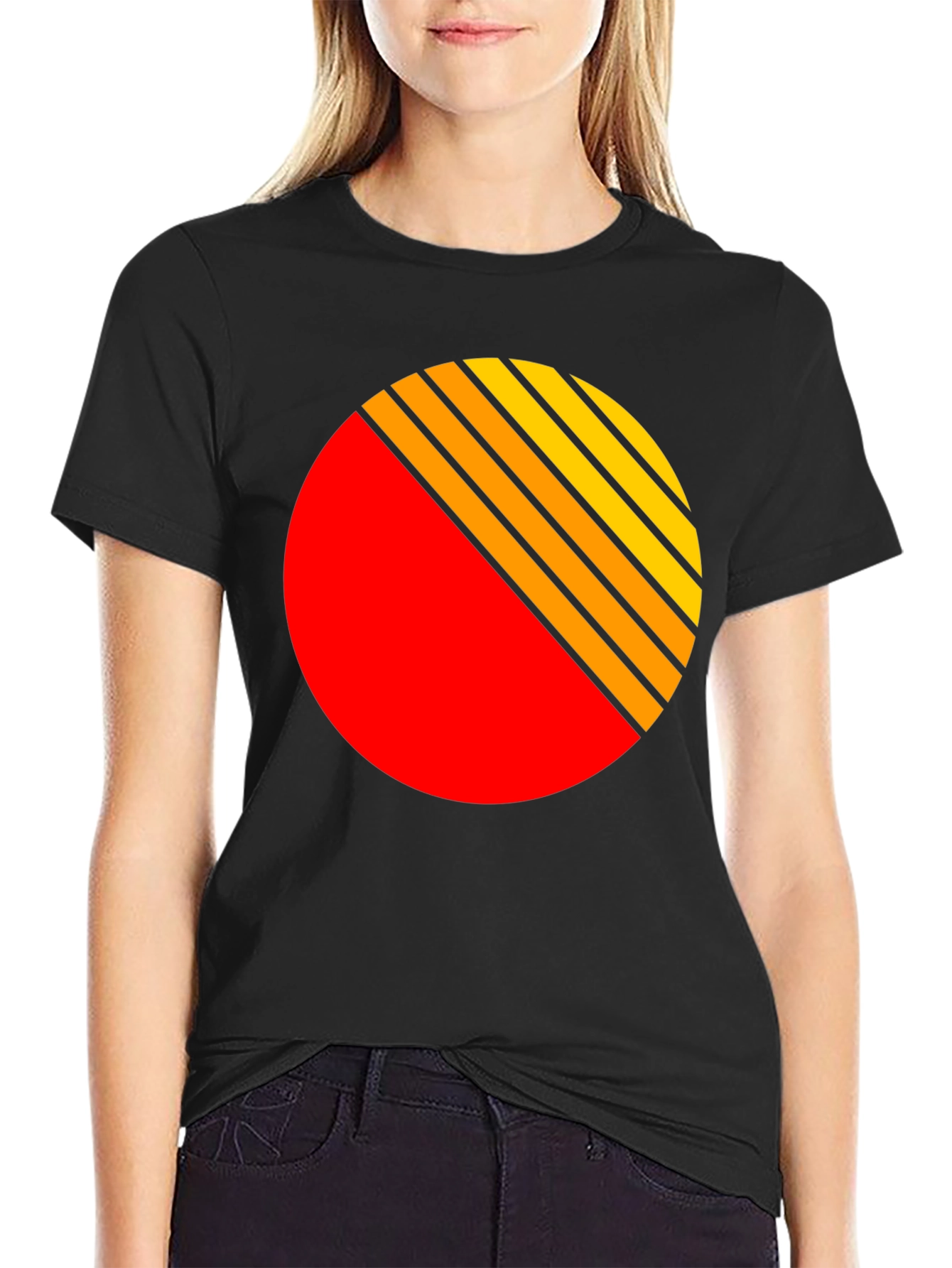 Black Retro Sunset T-Shirt - Vintage Style Graphic Tee view 2