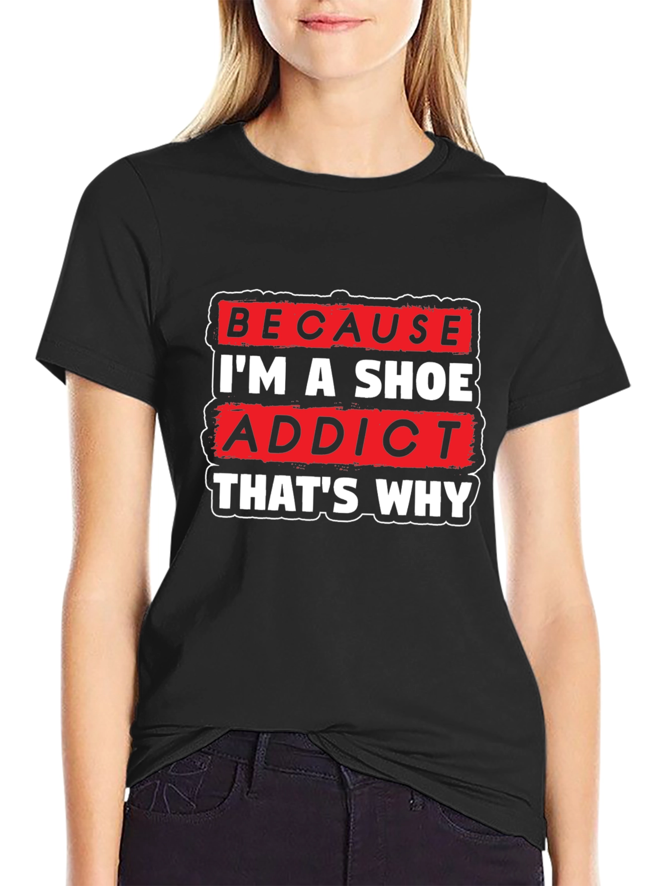 Black Shoe Addict Graphic Tee - Black Cotton T-Shirt view 2