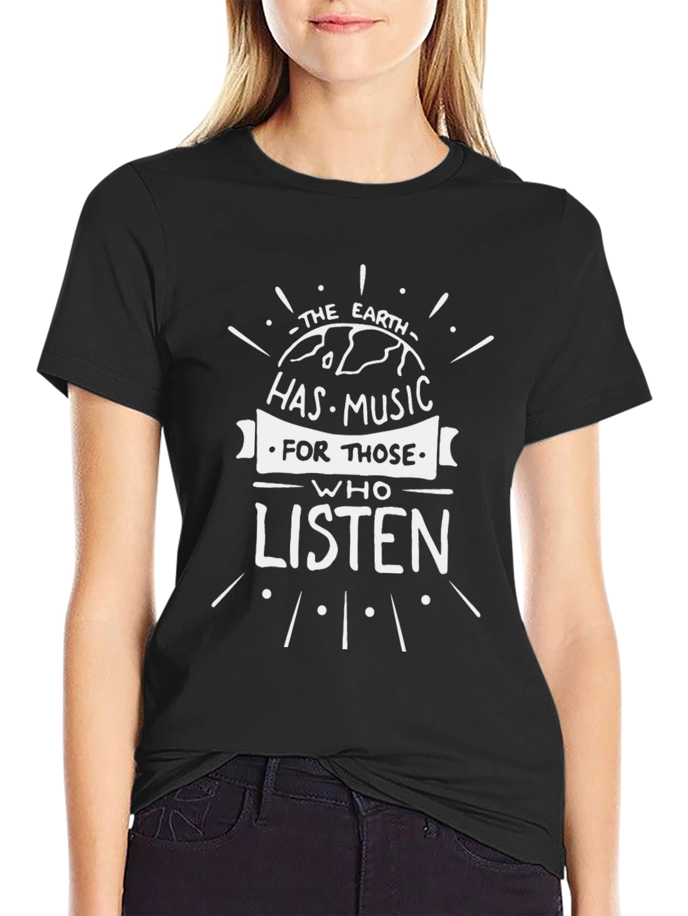 Black Earth Has Music T-Shirt - Listen Eco Tee view 2