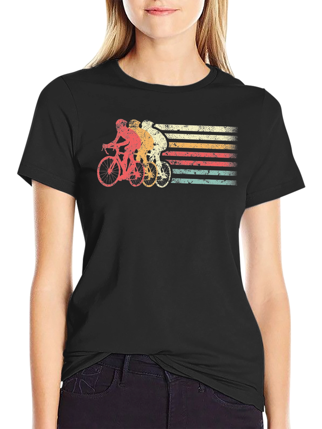 Black Vintage Cycling T-Shirt - Retro Style Bike Graphic Tee view 2
