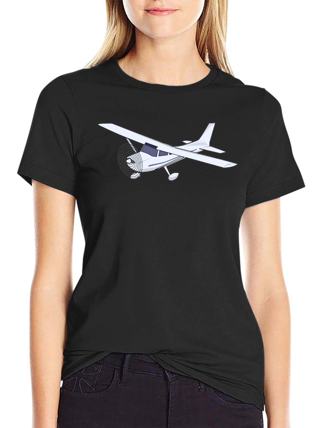 Black Aviation T-Shirt - Airplane Graphic Tee view 2