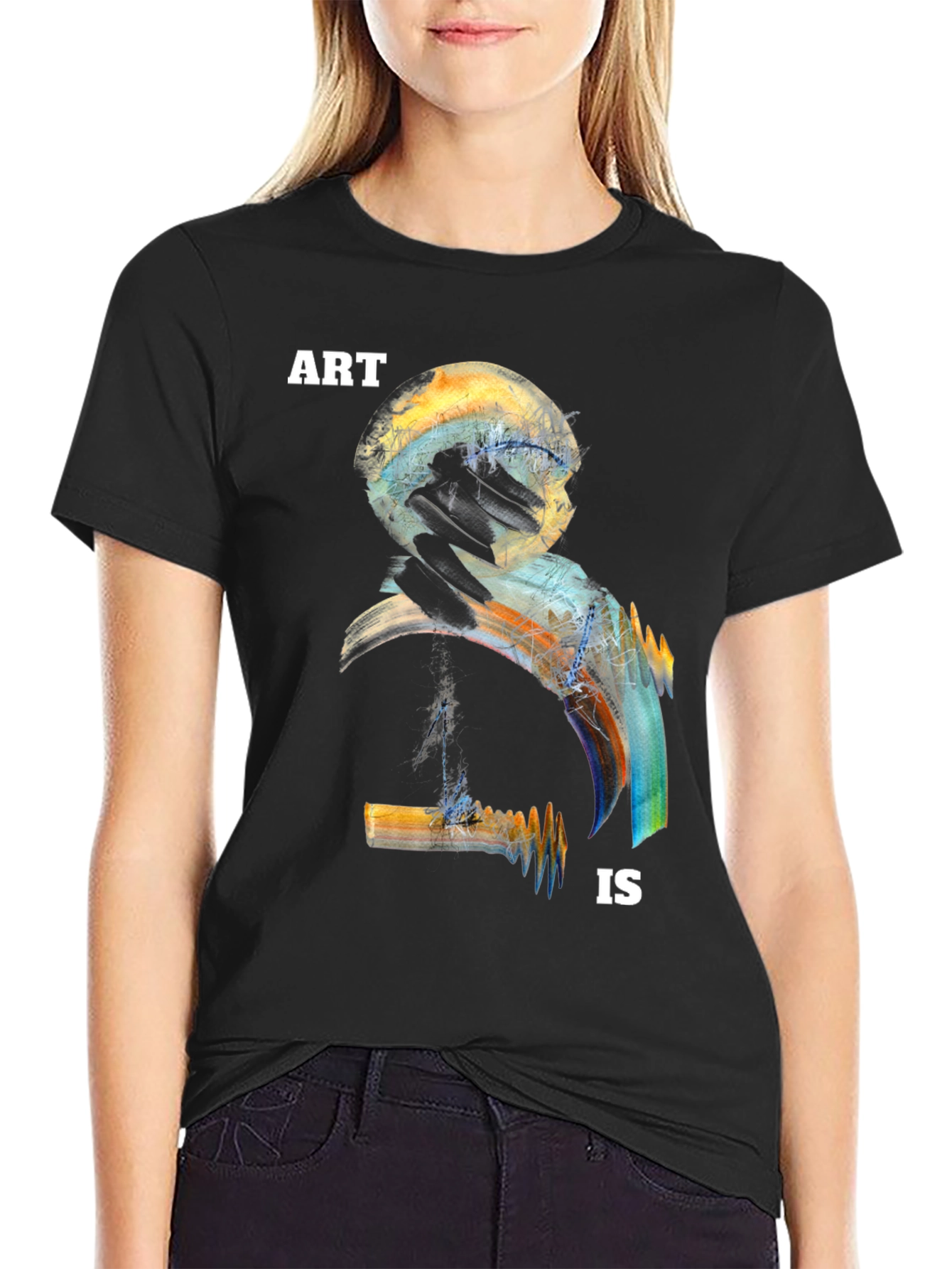 Black Abstract 'Art Is' Graphic T-Shirt view 2