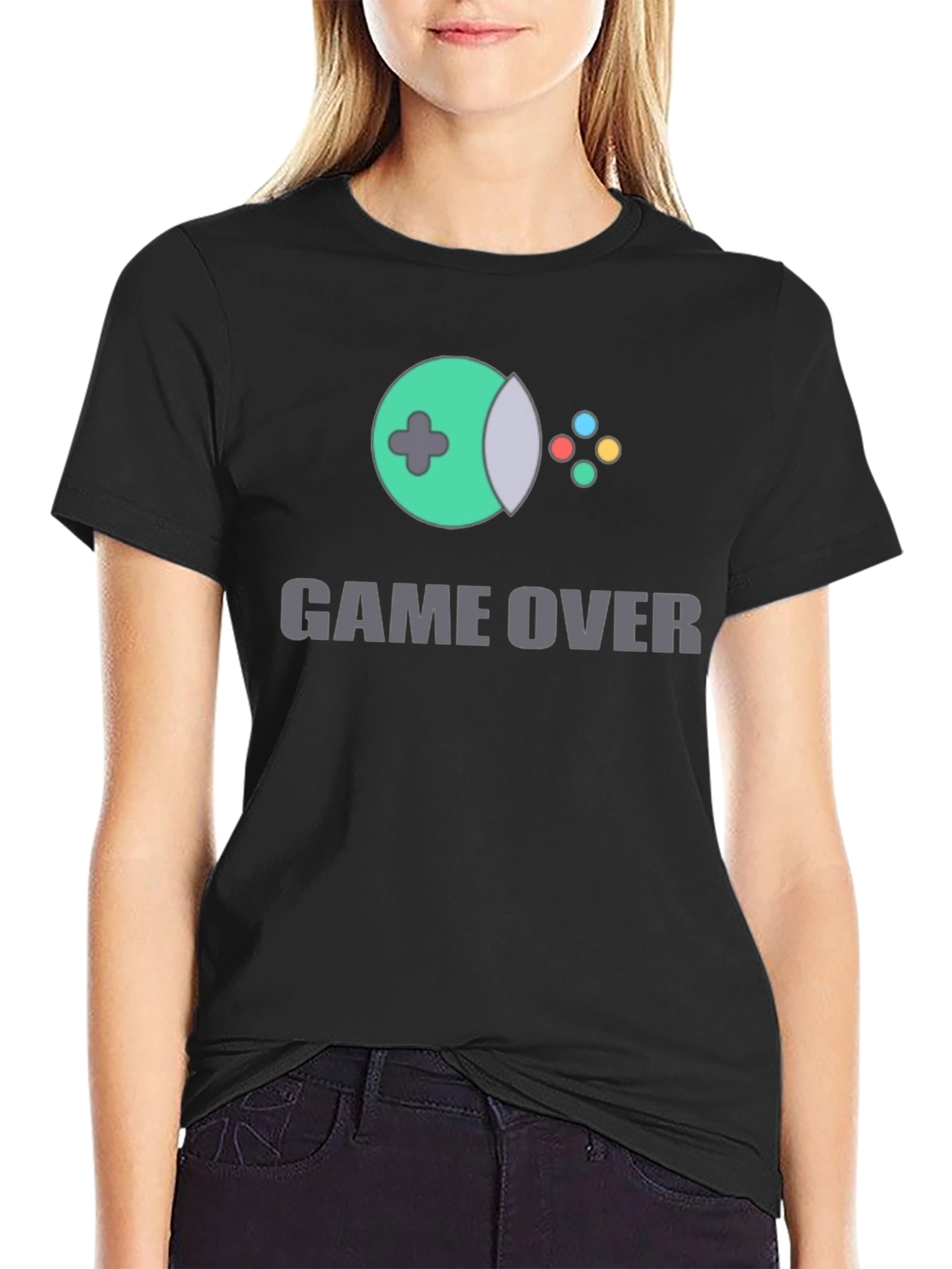 Black Game Over Graphic T-Shirt - Gamer Style Tee view 2