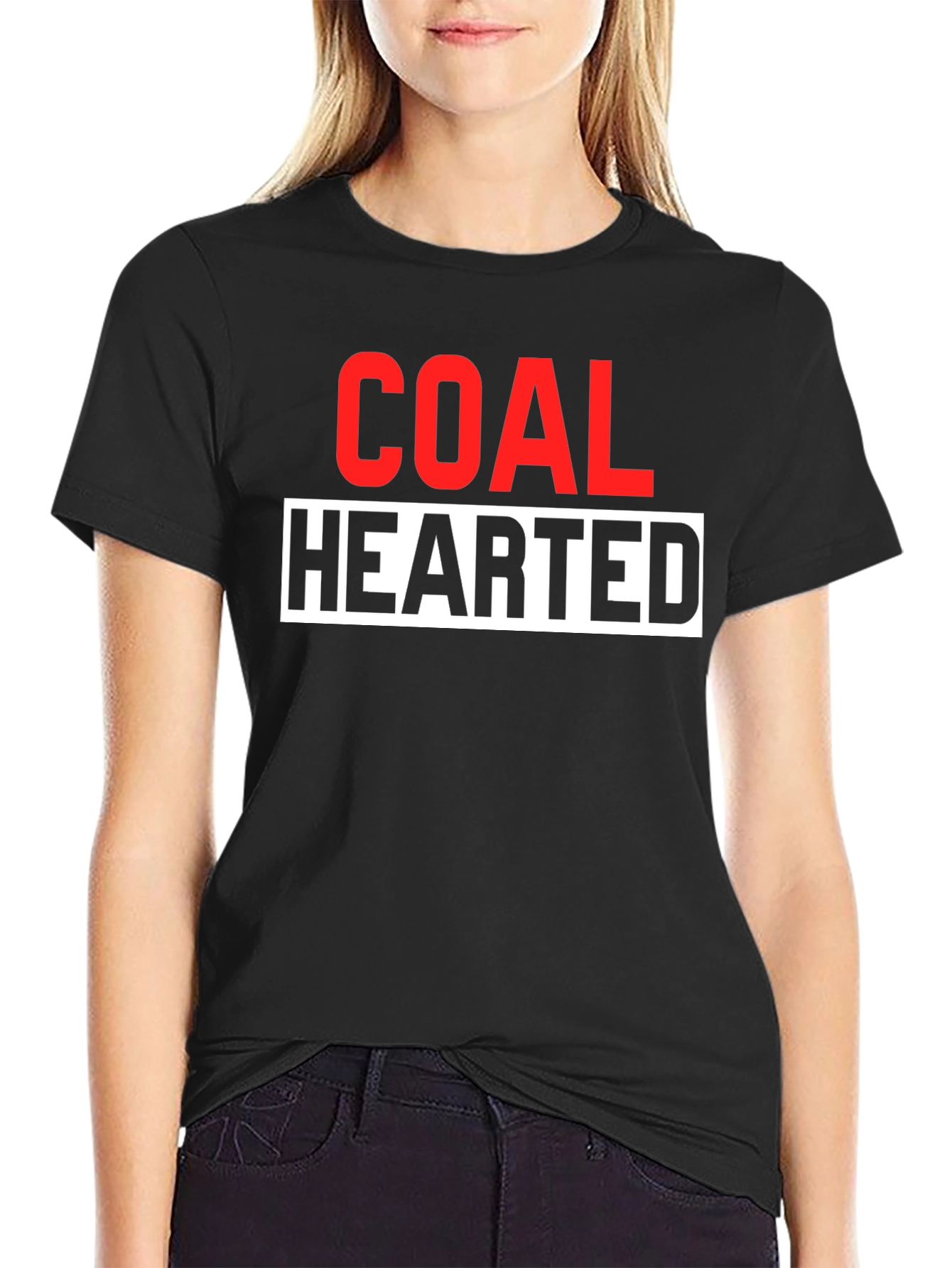 Black Coal Hearted Graphic Tee - Bold Statement T-Shirt view 2
