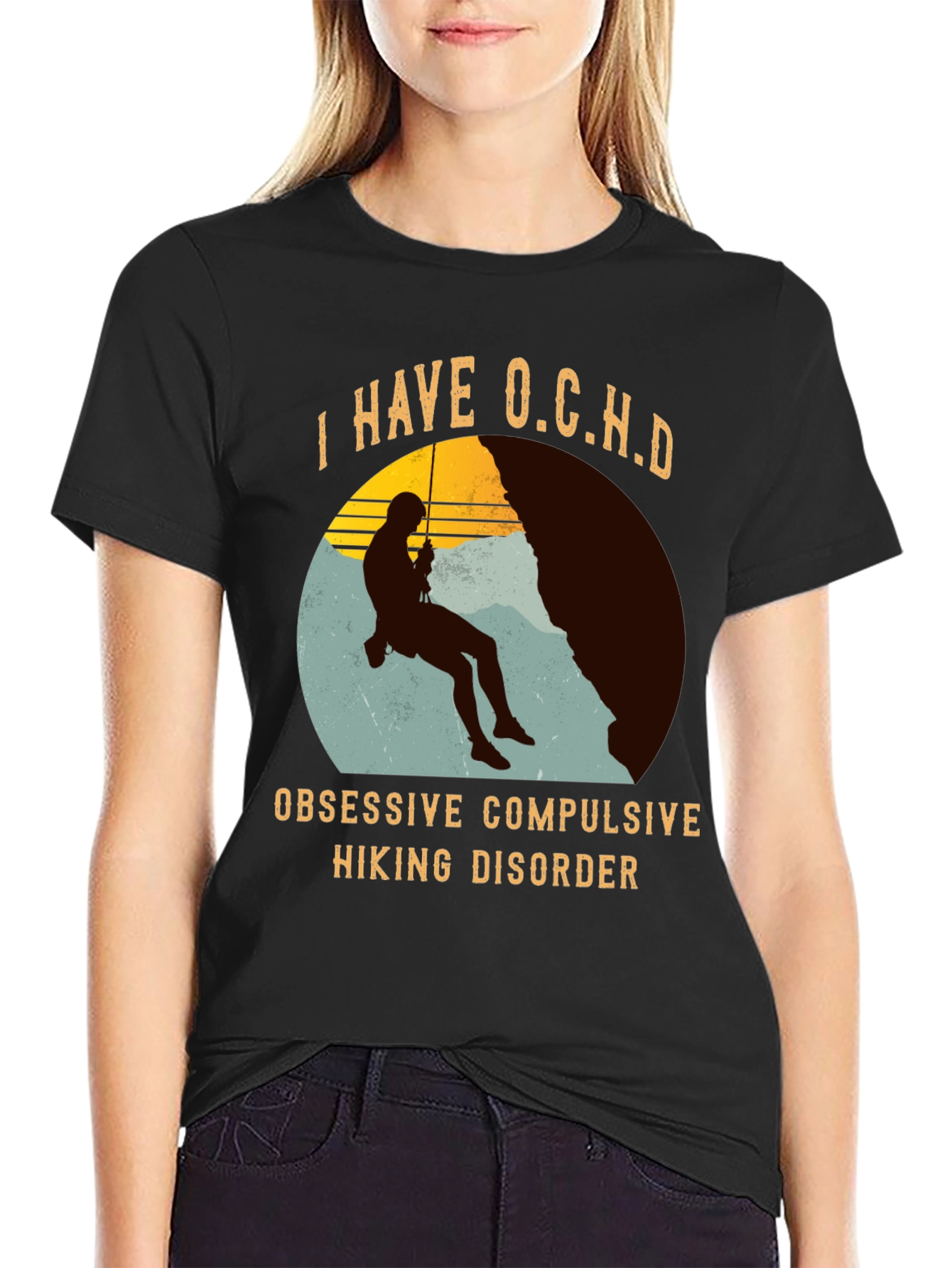 Black I Have O.C.H.D. Obsessive Hiking Disorder T-Shirt view 2