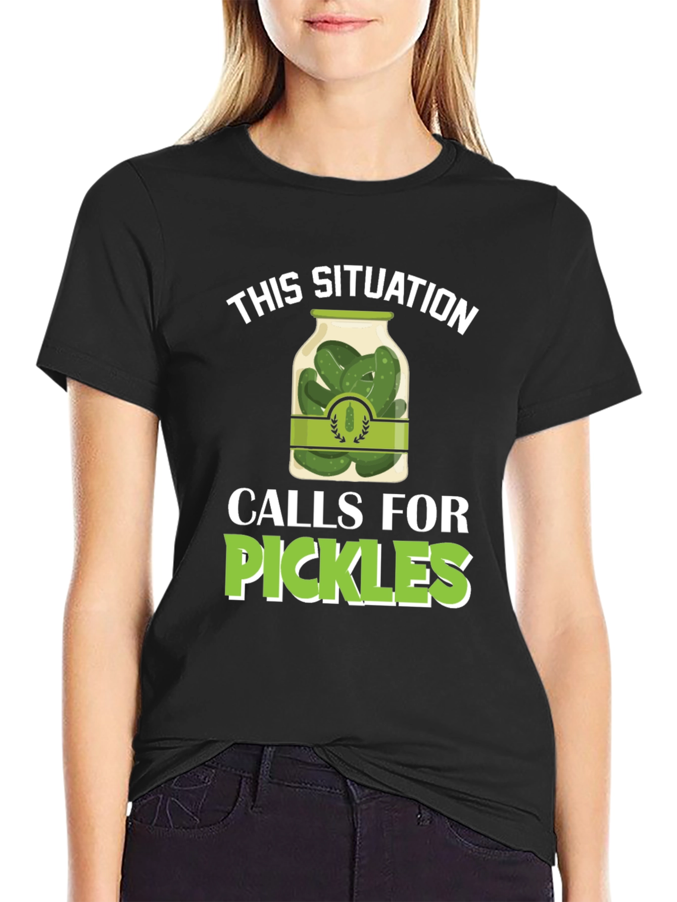 Black Pickles Situation T-Shirt Funny Foodie Tee view 2