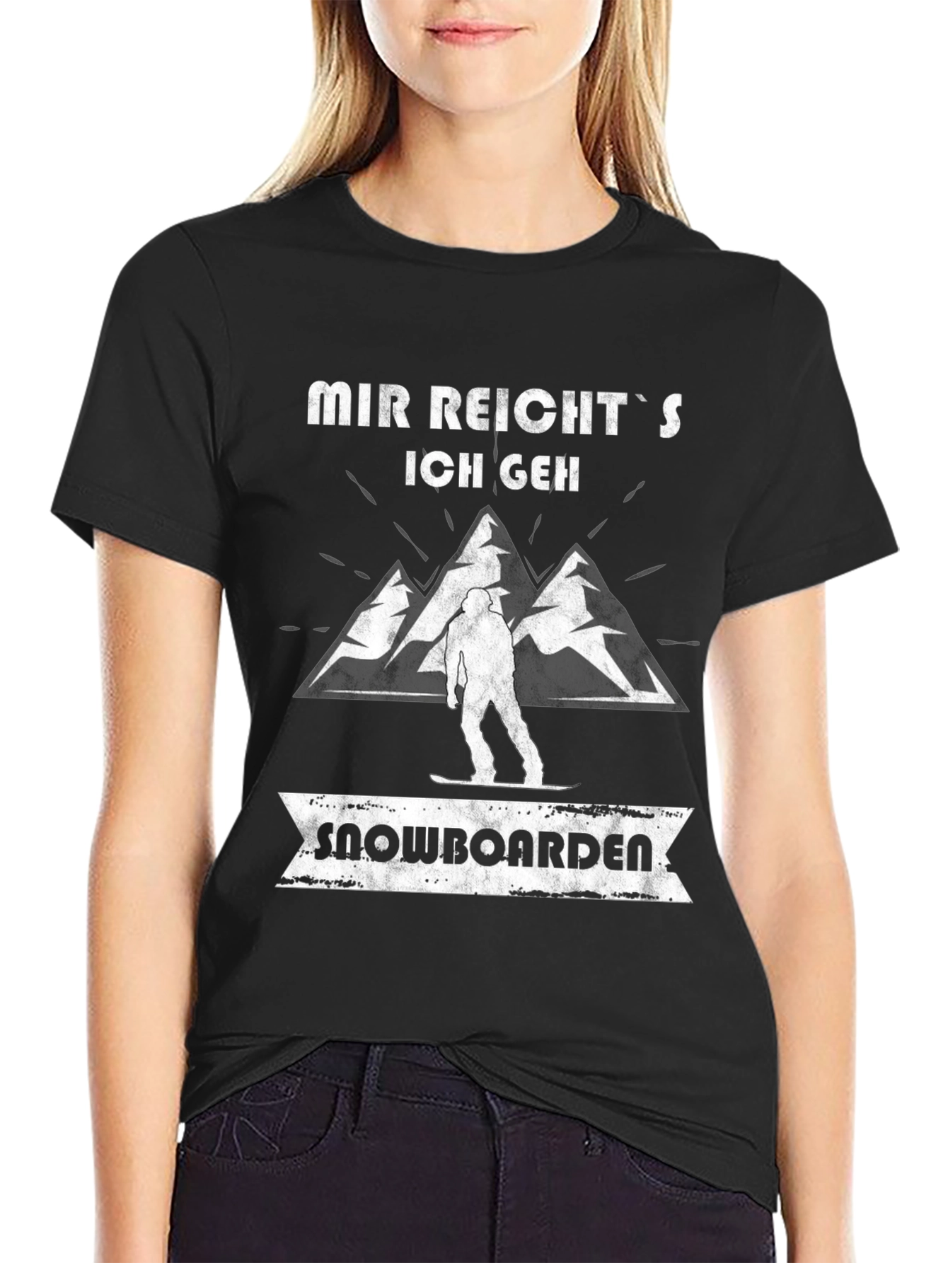 Black Mir Reicht's Snowboard T-Shirt view 2