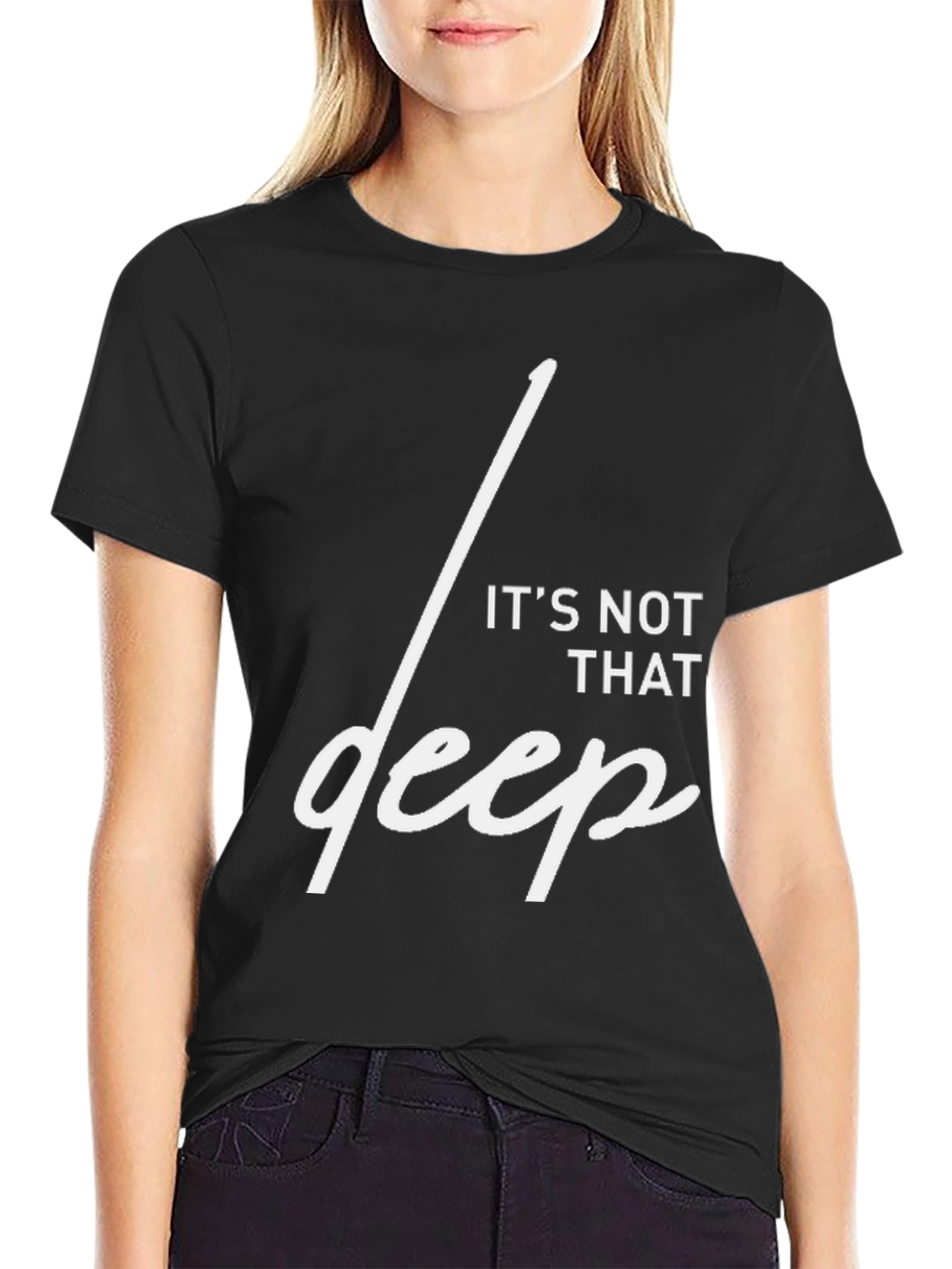 Black It's Not That Deep Graphic T-Shirt view 2