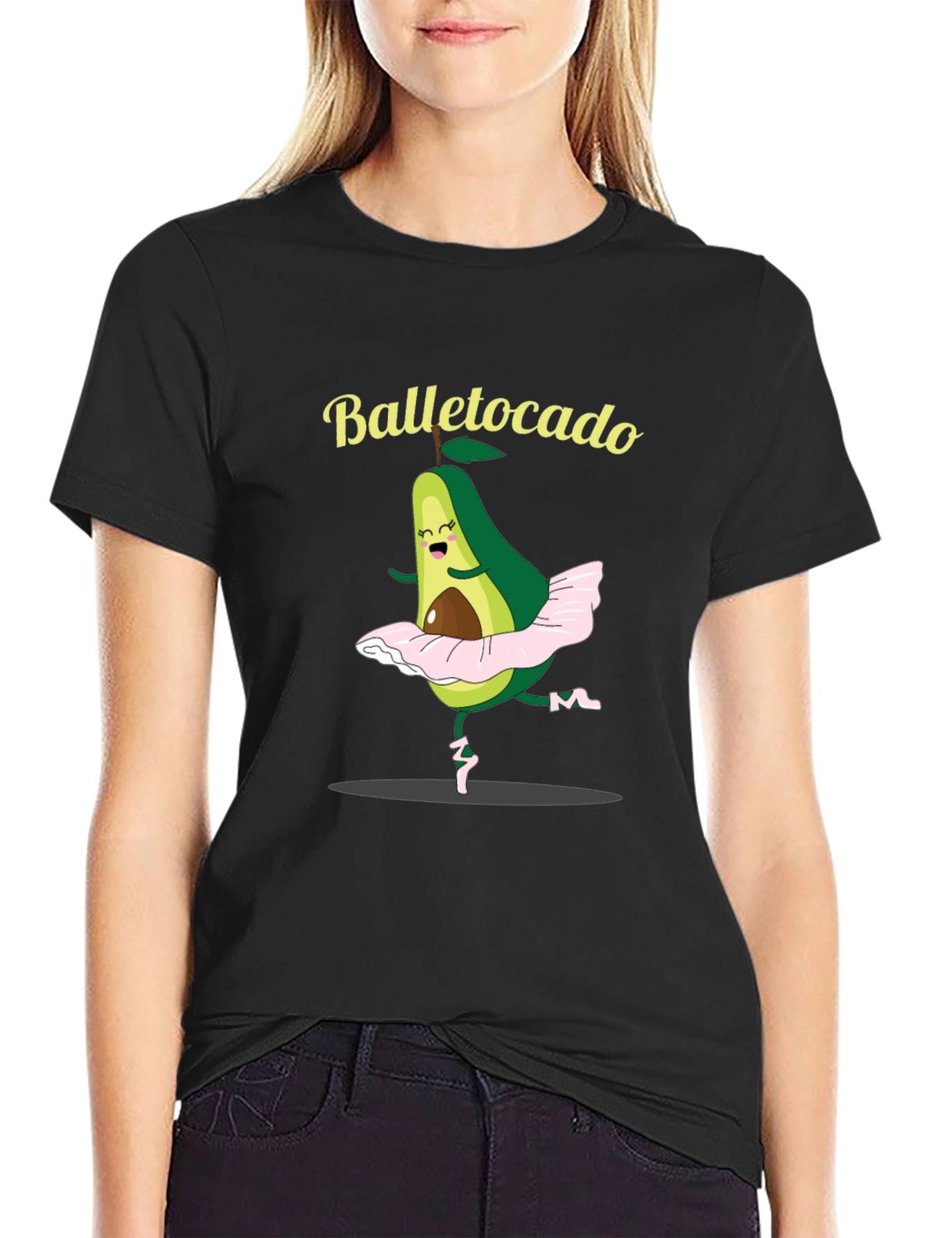 Black Balletocado T-Shirt - Avocado Ballet Pun view 2