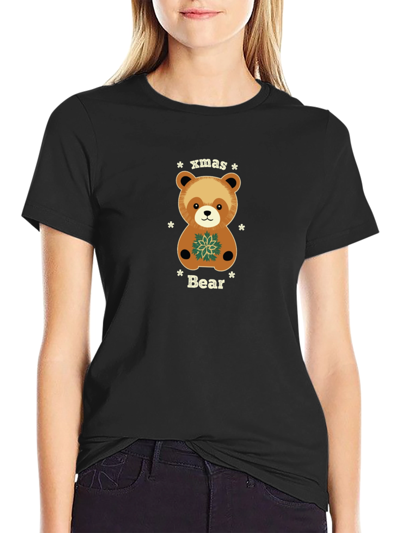 Black Xmas Bear Holiday T-Shirt view 2