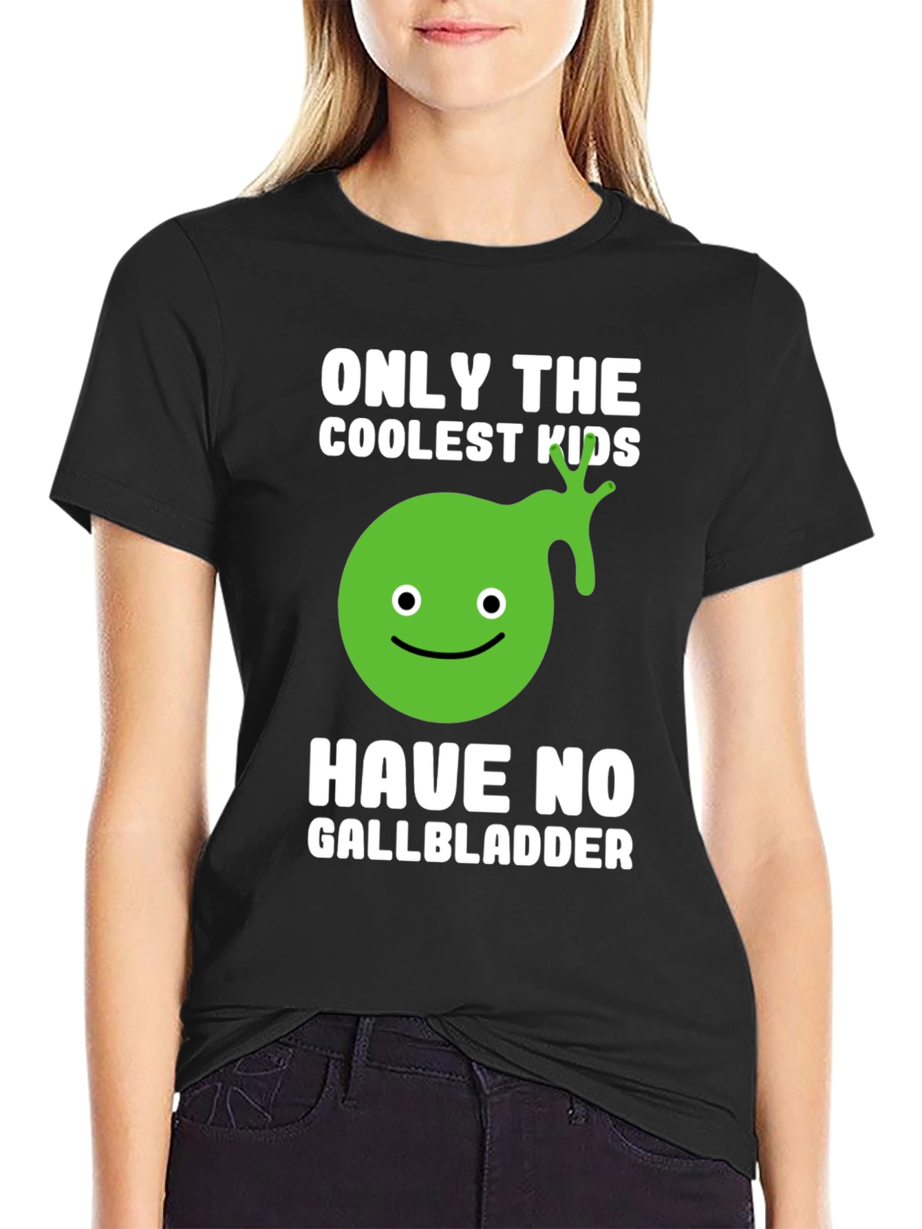 Black Coolest Kids No Gallbladder Funny Graphic T-Shirt view 2