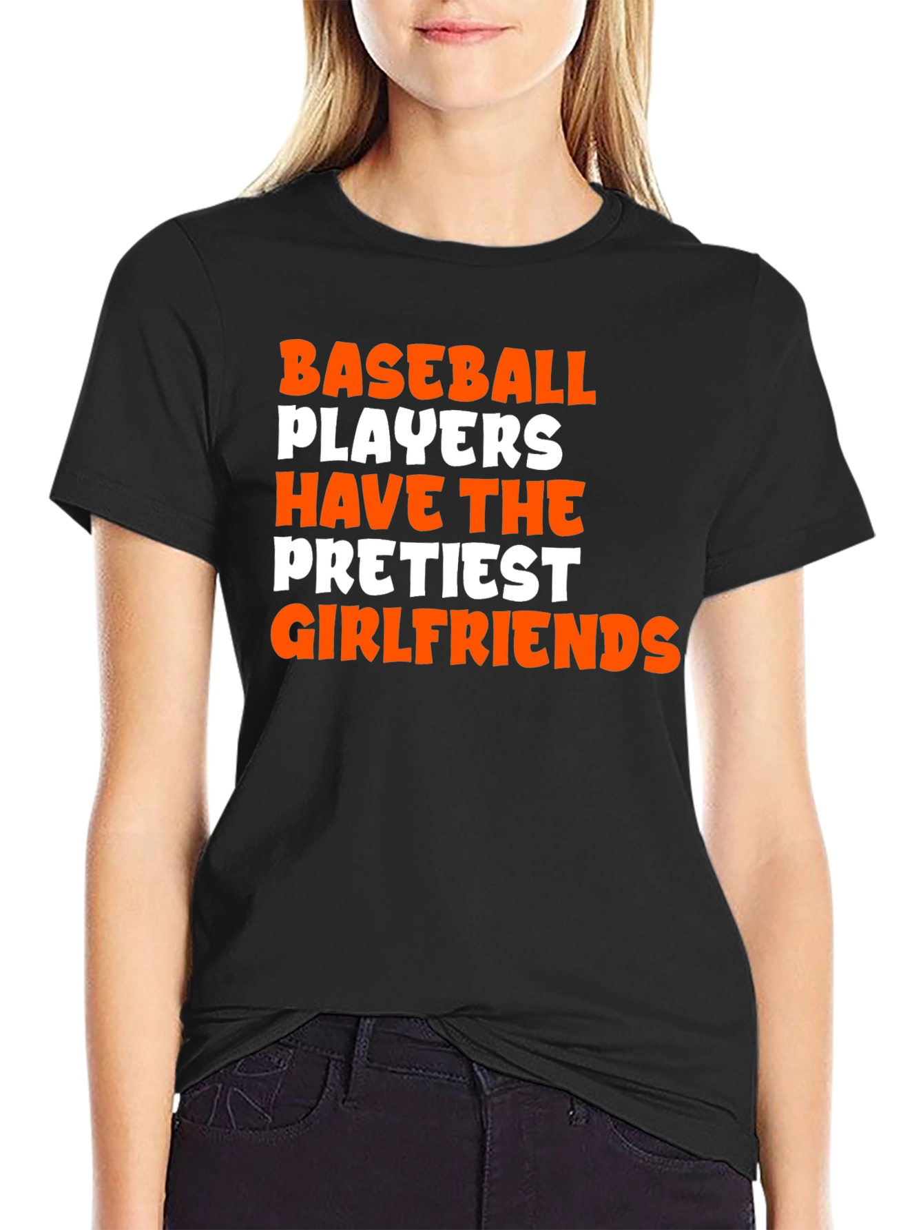 Black Baseball Player Prettiest Girlfriend Graphic T-Shirt view 2