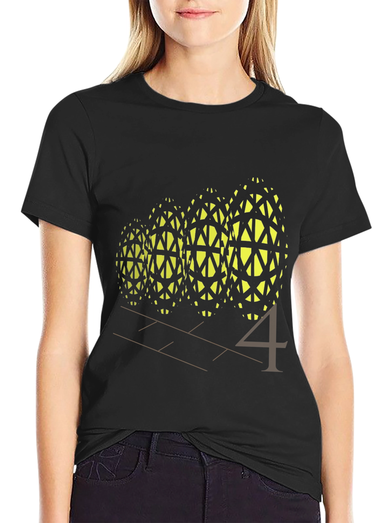 Black Abstract Geometric Pattern Tee view 2