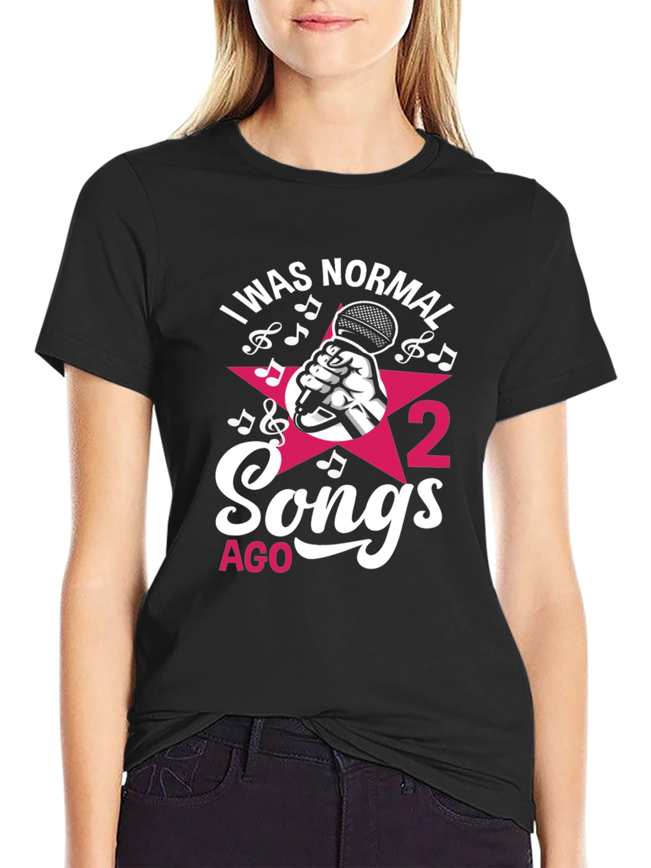 Black I Was Normal 2 Songs Ago Black Graphic Tee view 2