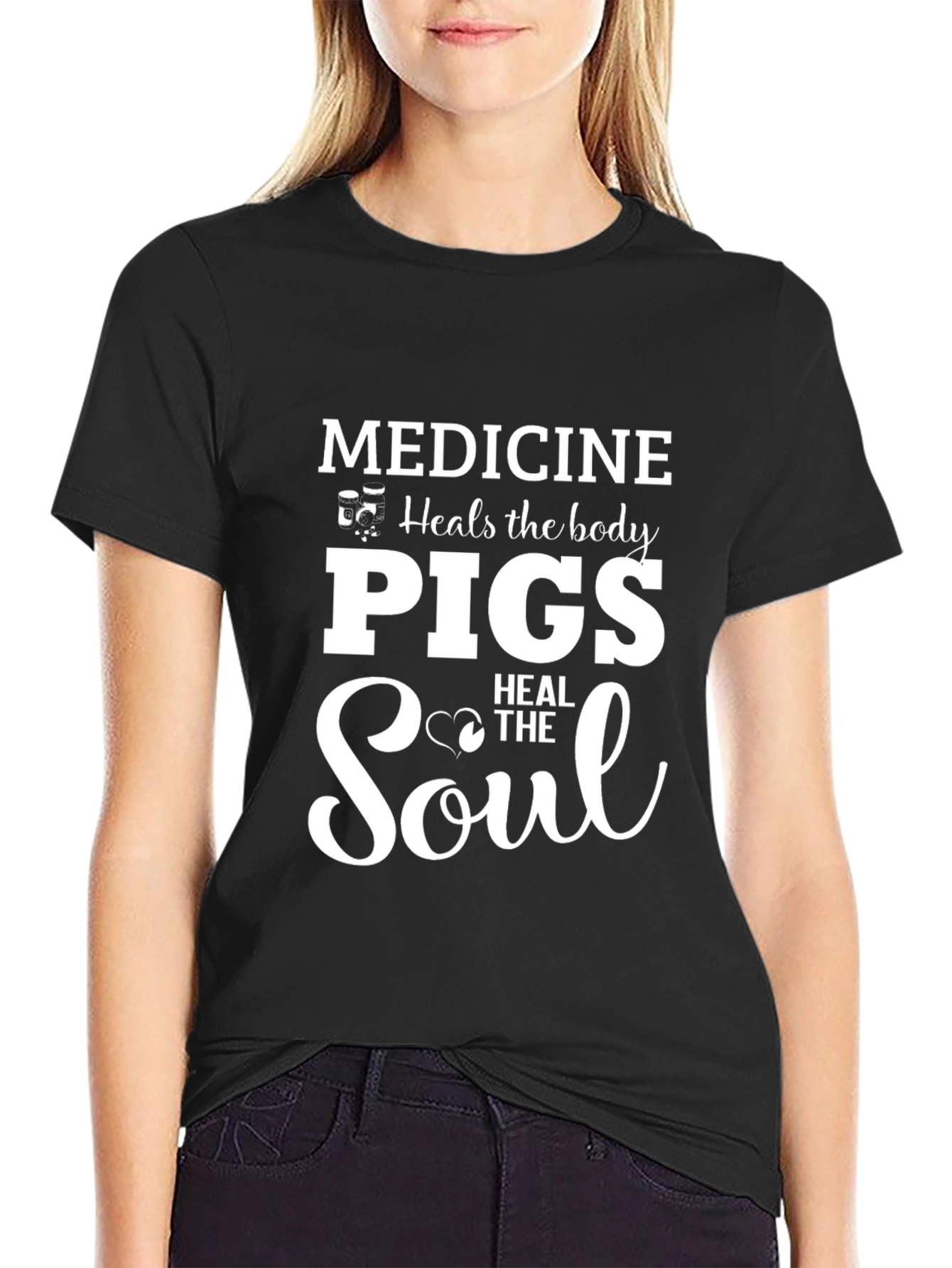 Black Medicine Heals the Body, Pigs Heal the Soul T-Shirt view 2