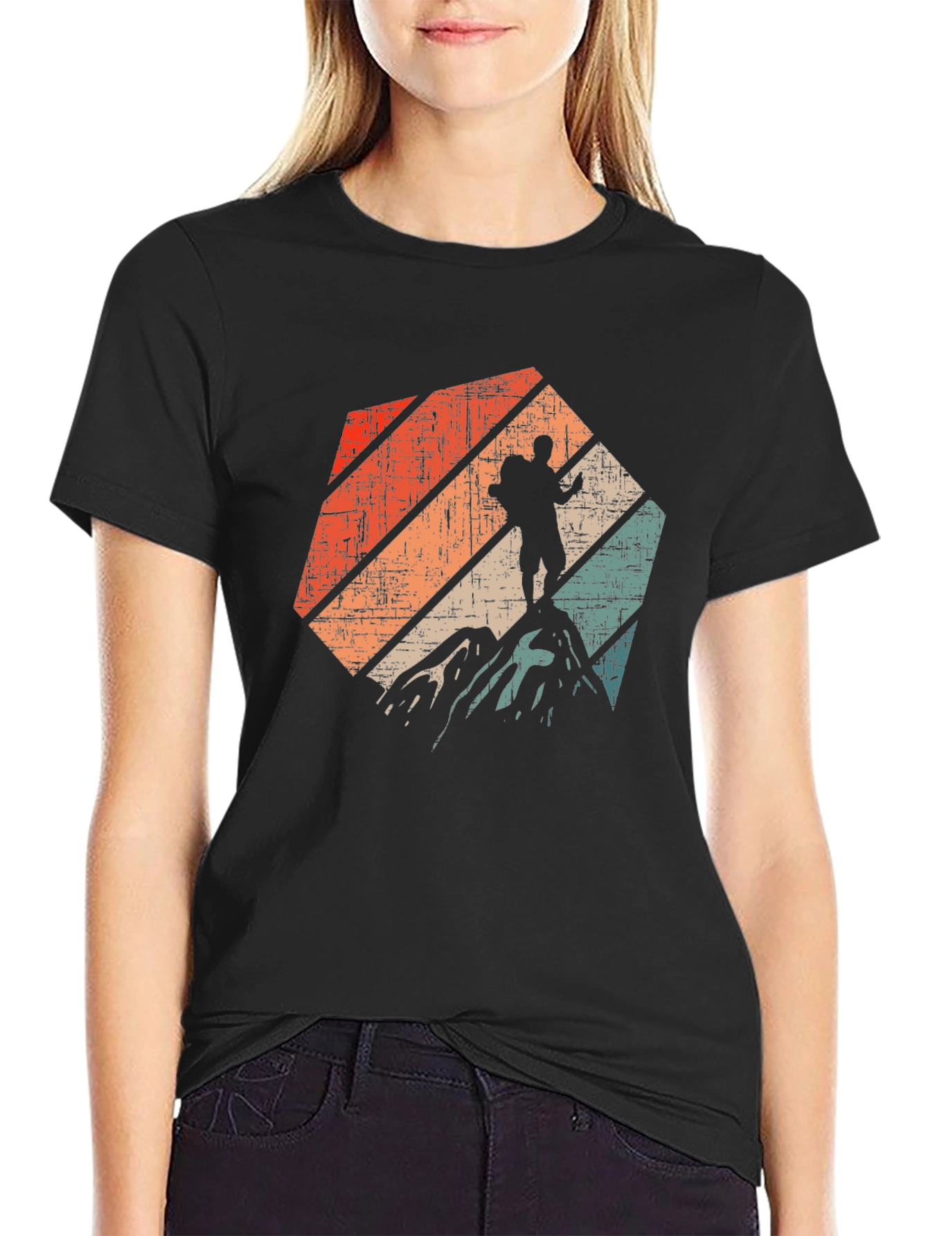 Black Vintage Hiker T-Shirt - Mountain Adventure Tee view 2