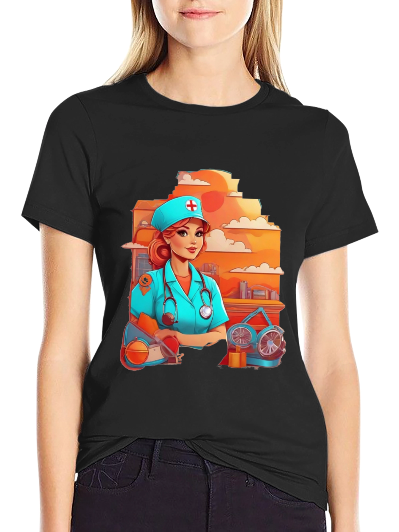 Black Nurse Graphic T-Shirt - Unisex Style view 2