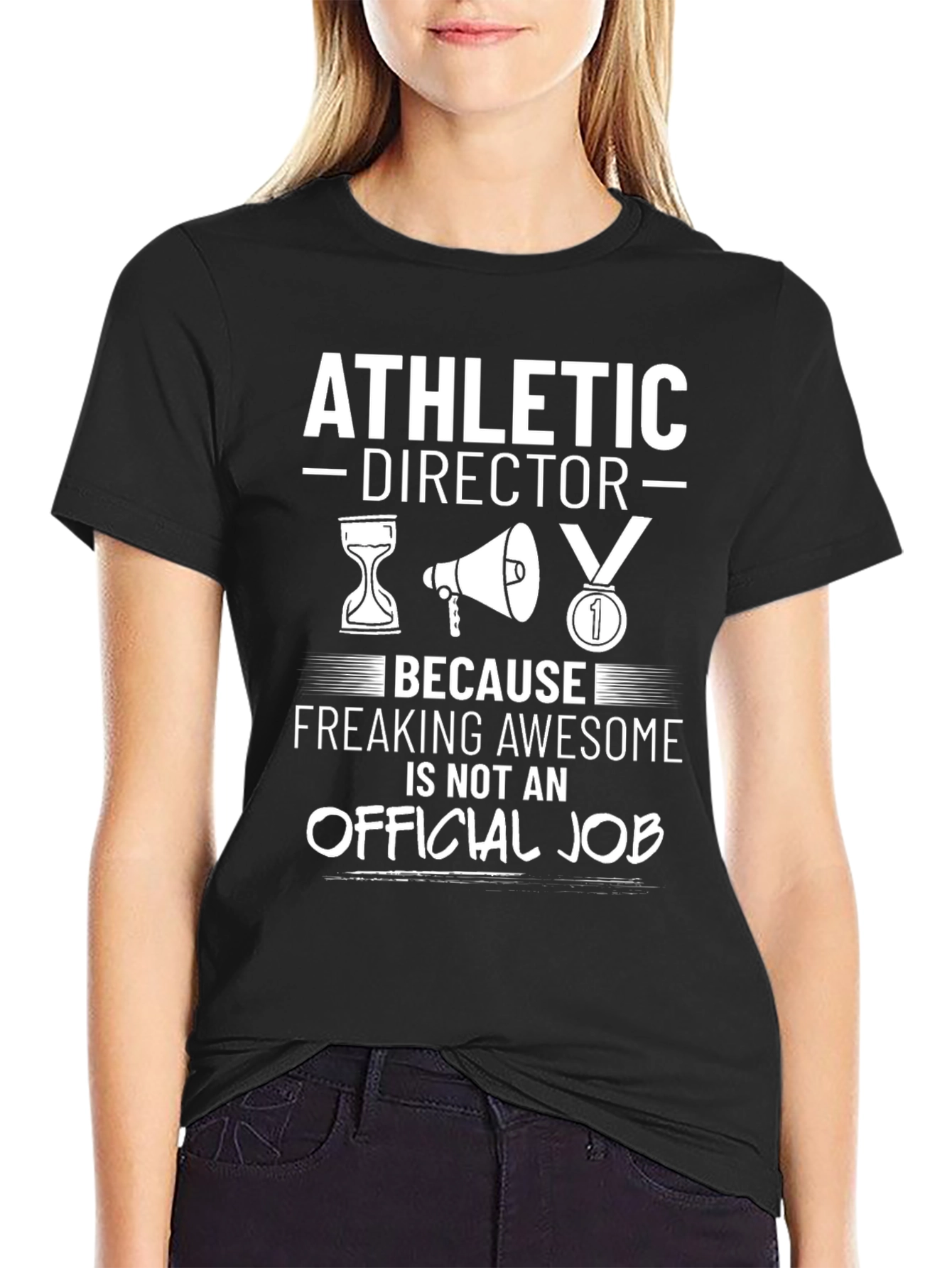 Black Athletic Director T-Shirt - Freaking Awesome Job Tee view 2