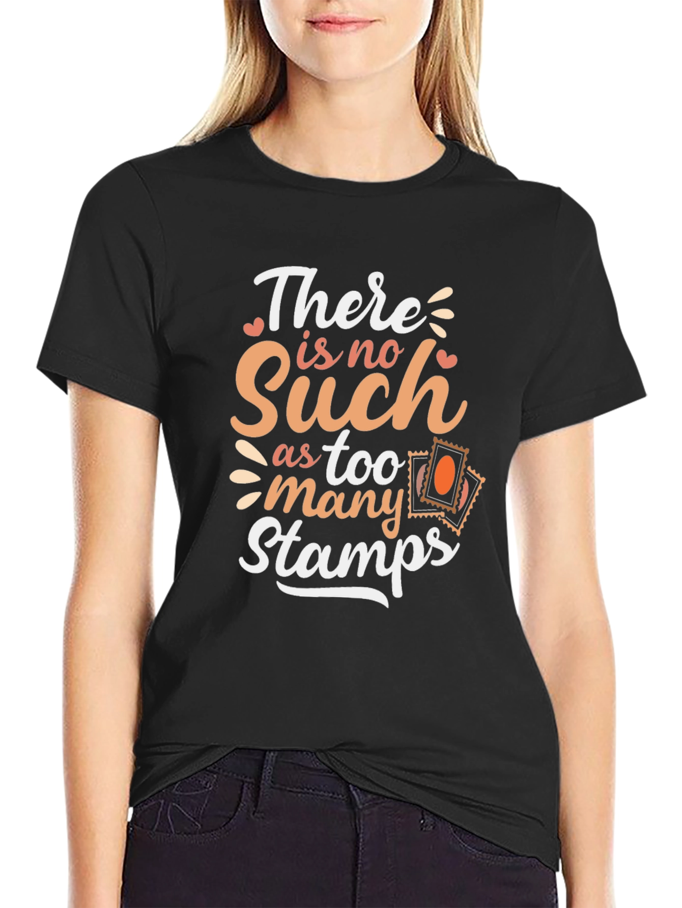 Black Funny Stamp Collector T-Shirt view 2