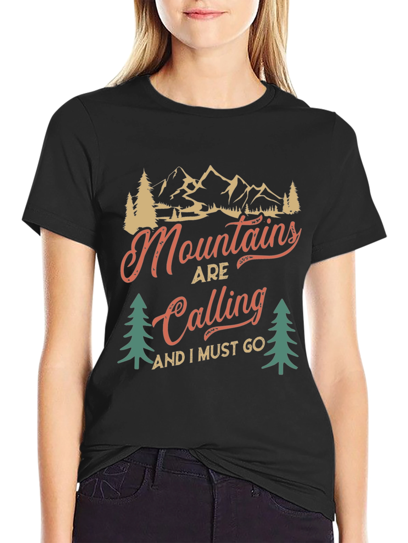 Black Mountains Are Calling Black Graphic Tee view 2