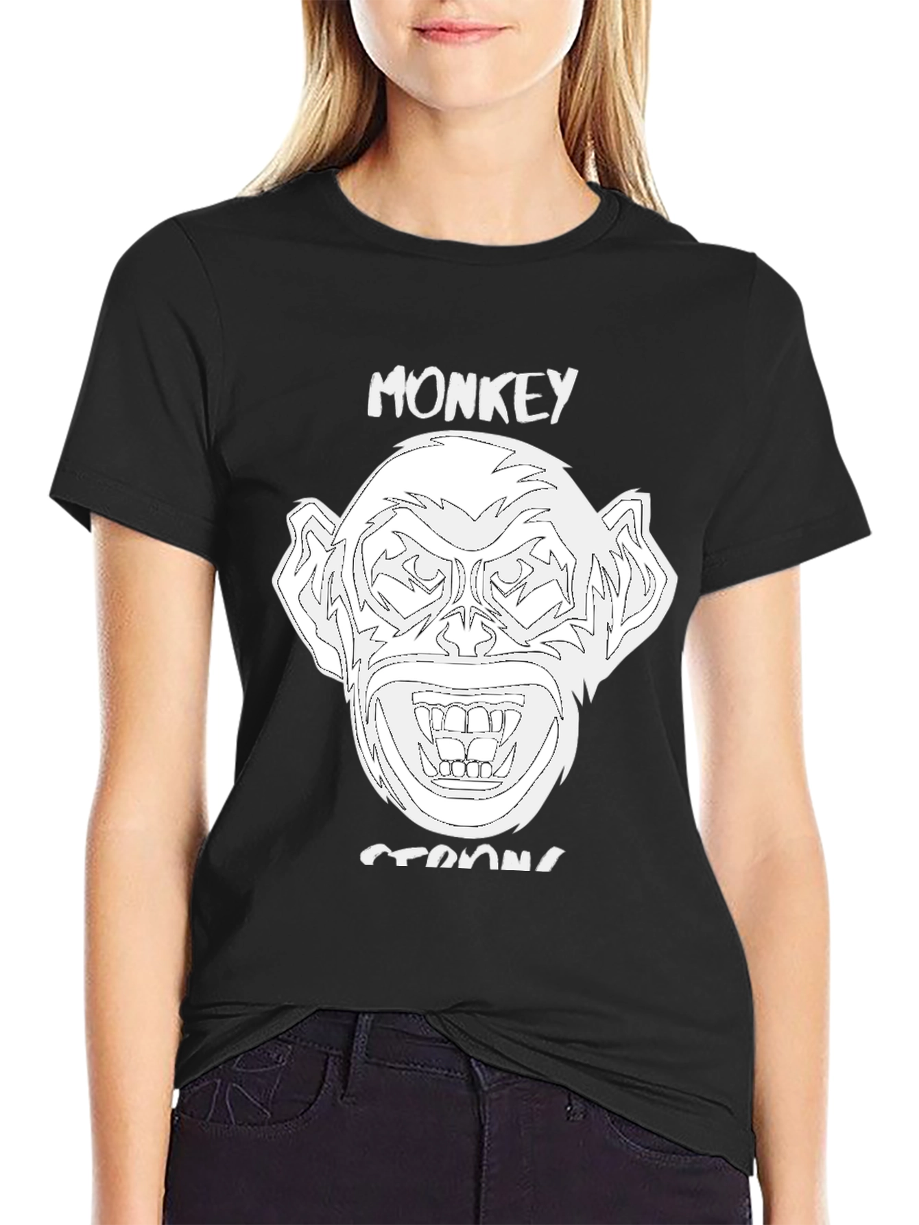 Black Monkey Strong Graphic Tee - Black Unisex T-Shirt view 2