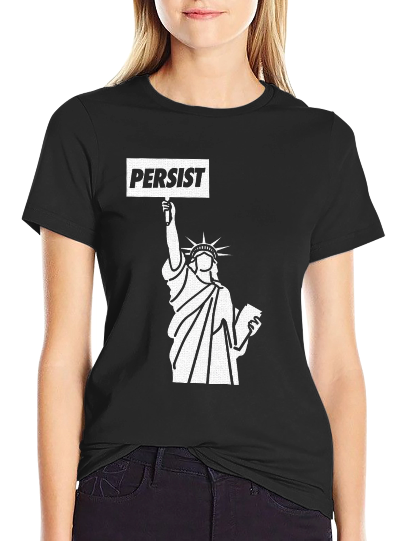 Black Persist Statue of Liberty Graphic Tee view 2