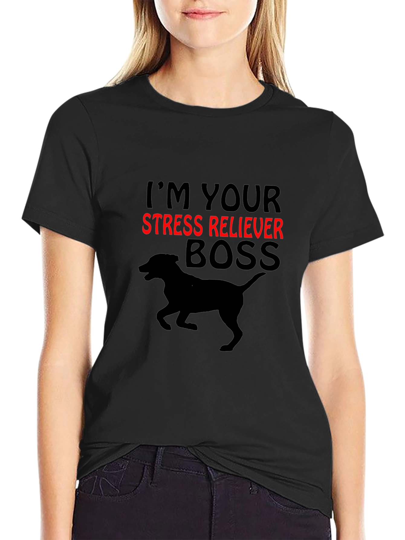 Black Stress Reliever Boss Dog Graphic Tee view 2