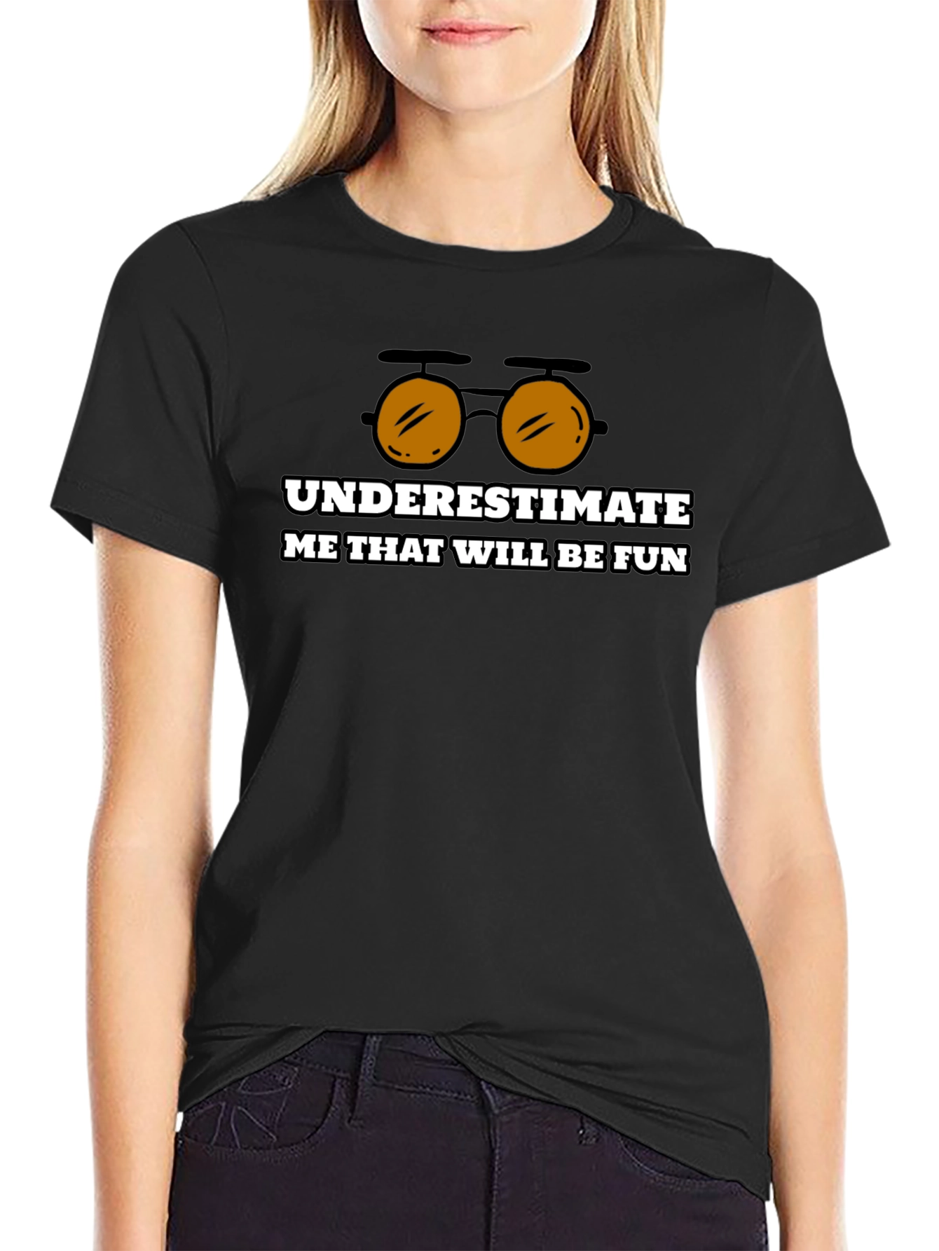 Black Underestimate Me Funny Graphic T-Shirt view 2