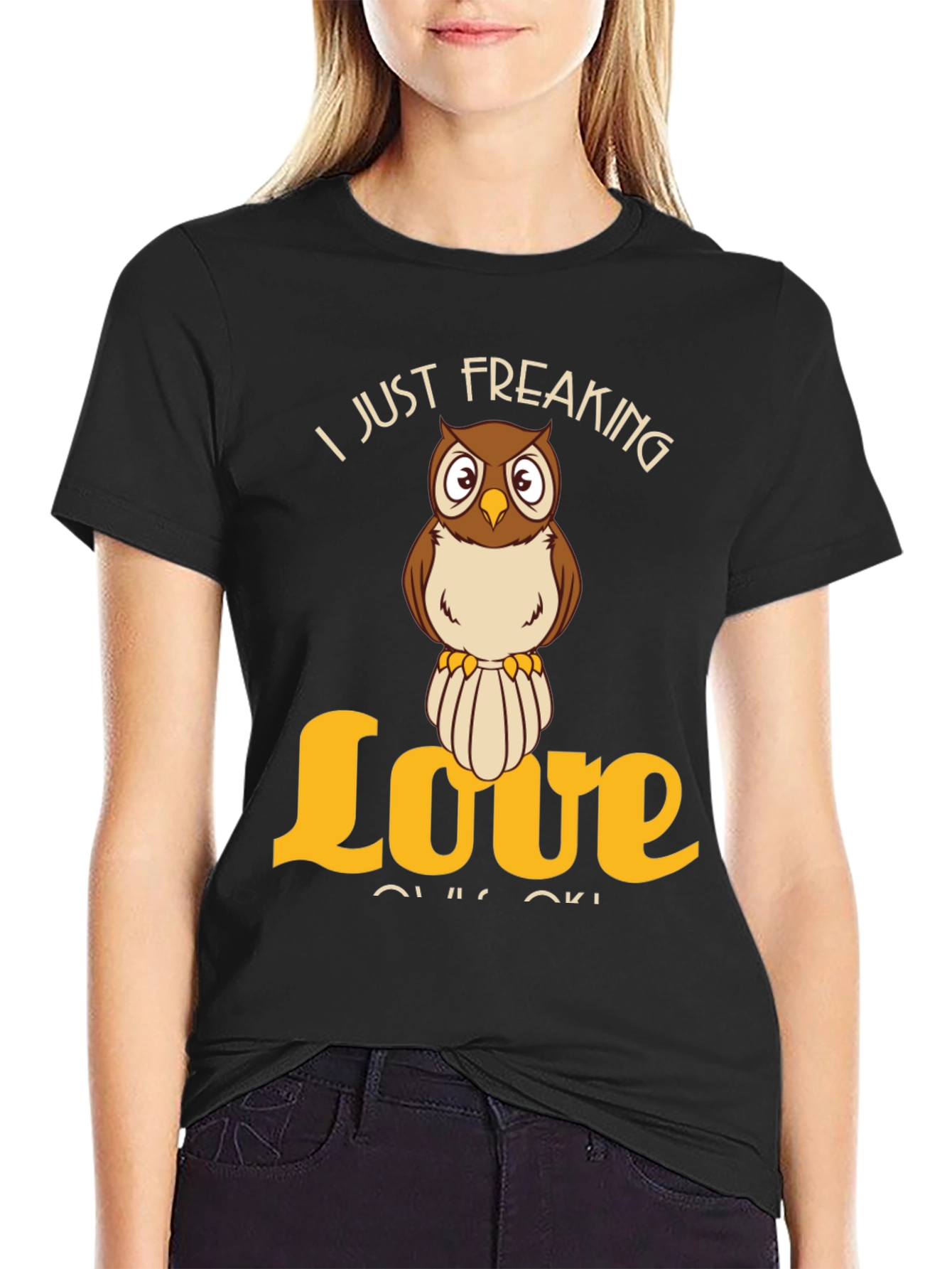 Black I Just Freaking Love Owls T-Shirt - Novelty Animal Tee view 2