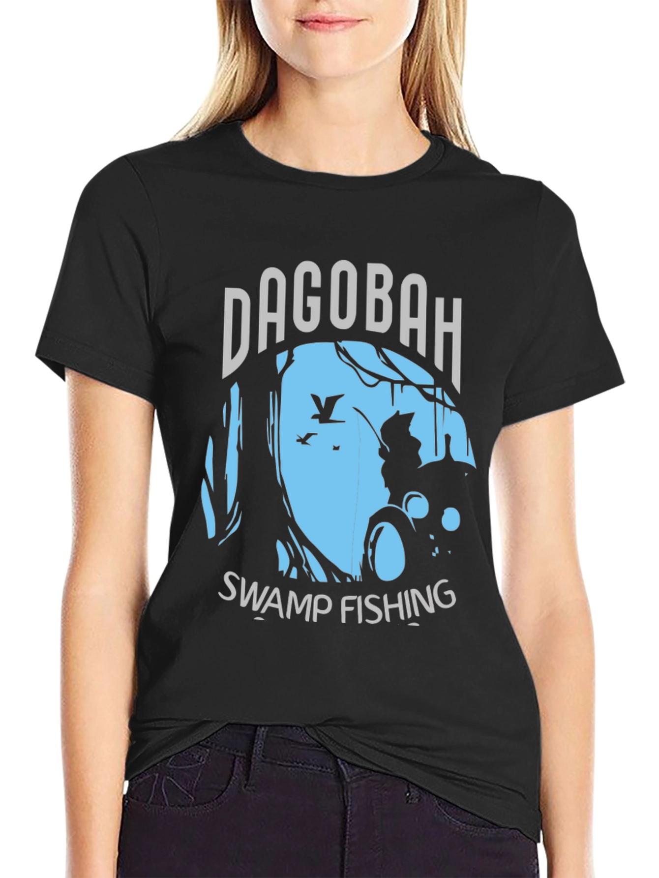 Black Dagobah Swamp Fishing Graphic Tee view 2