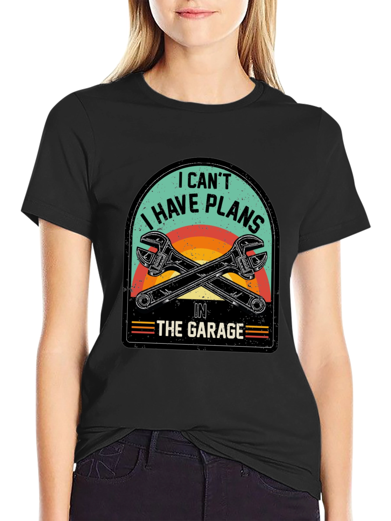 Black Garage Plans T-Shirt - Mechanic Humor Tee view 2