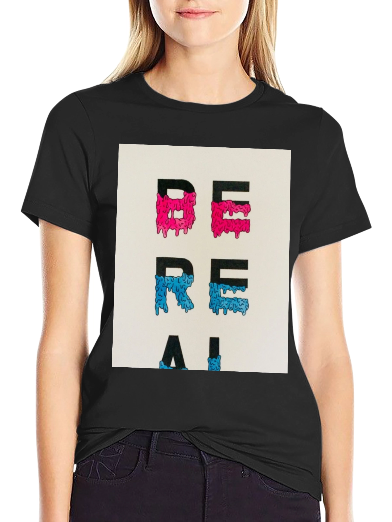 Black Be Real Graphic Tee - Trendy Casual Wear view 2