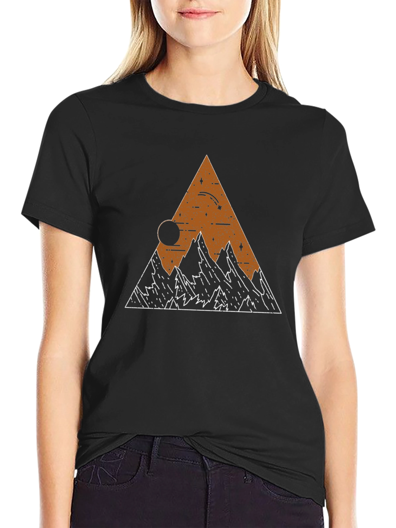 Black Geometric Mountain Range Graphic Tee view 2