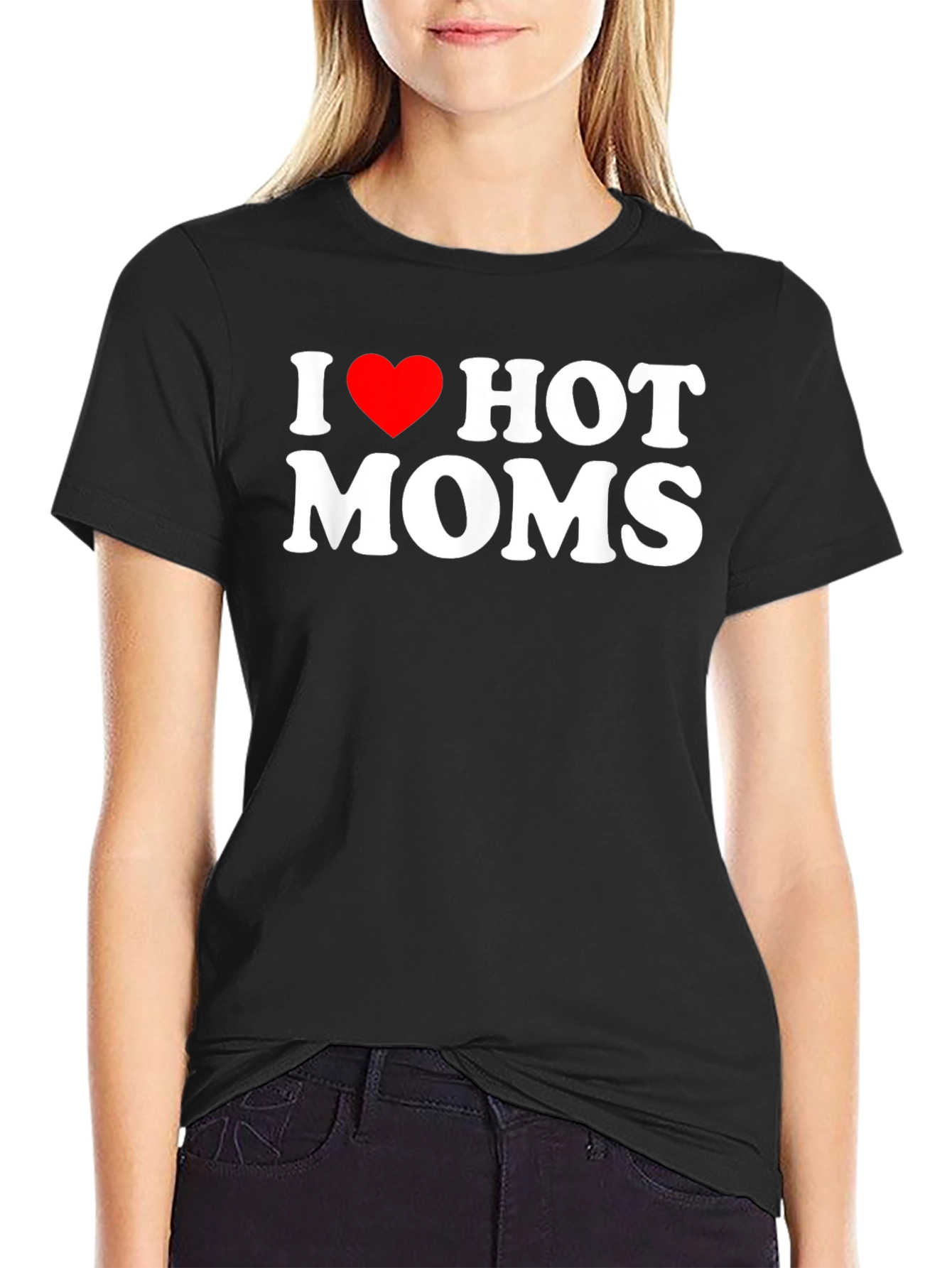 Black I Heart Hot Moms Graphic T-Shirt view 2