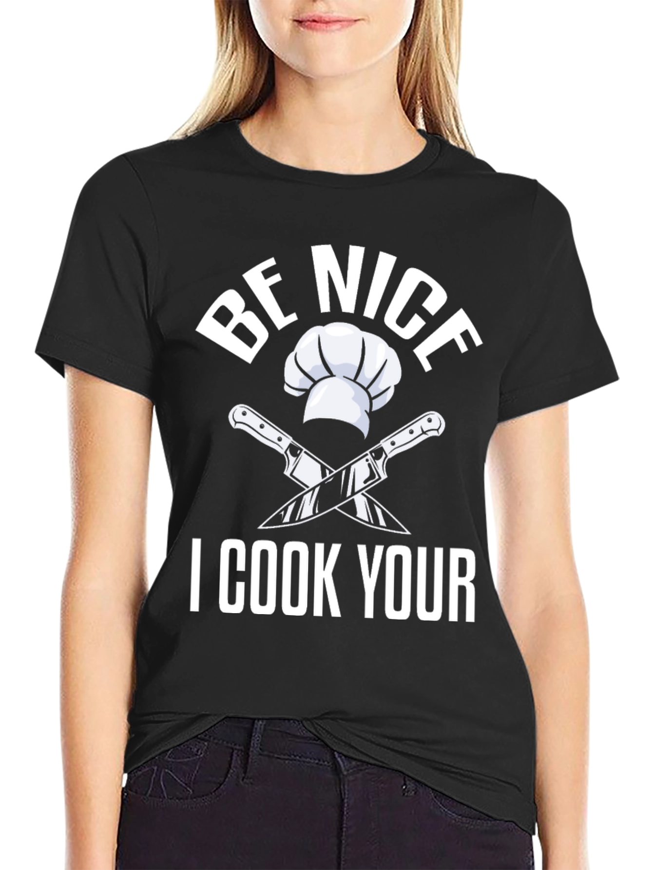 Black Be Nice I Cook Your T-Shirt Funny Chef Gift view 2