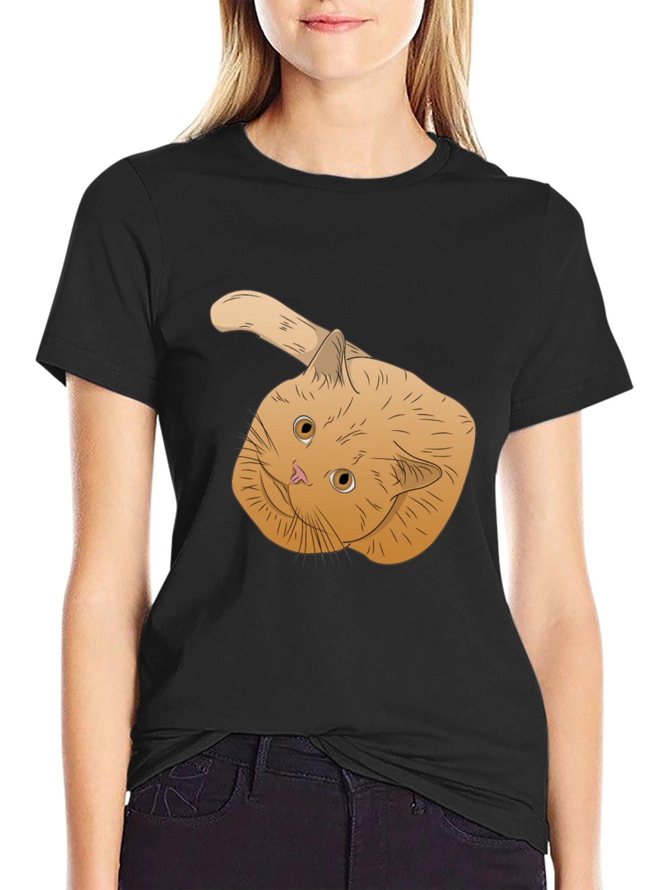 Black Ginger Cat T-Shirt - Whimsical Pet Lover Apparel view 2