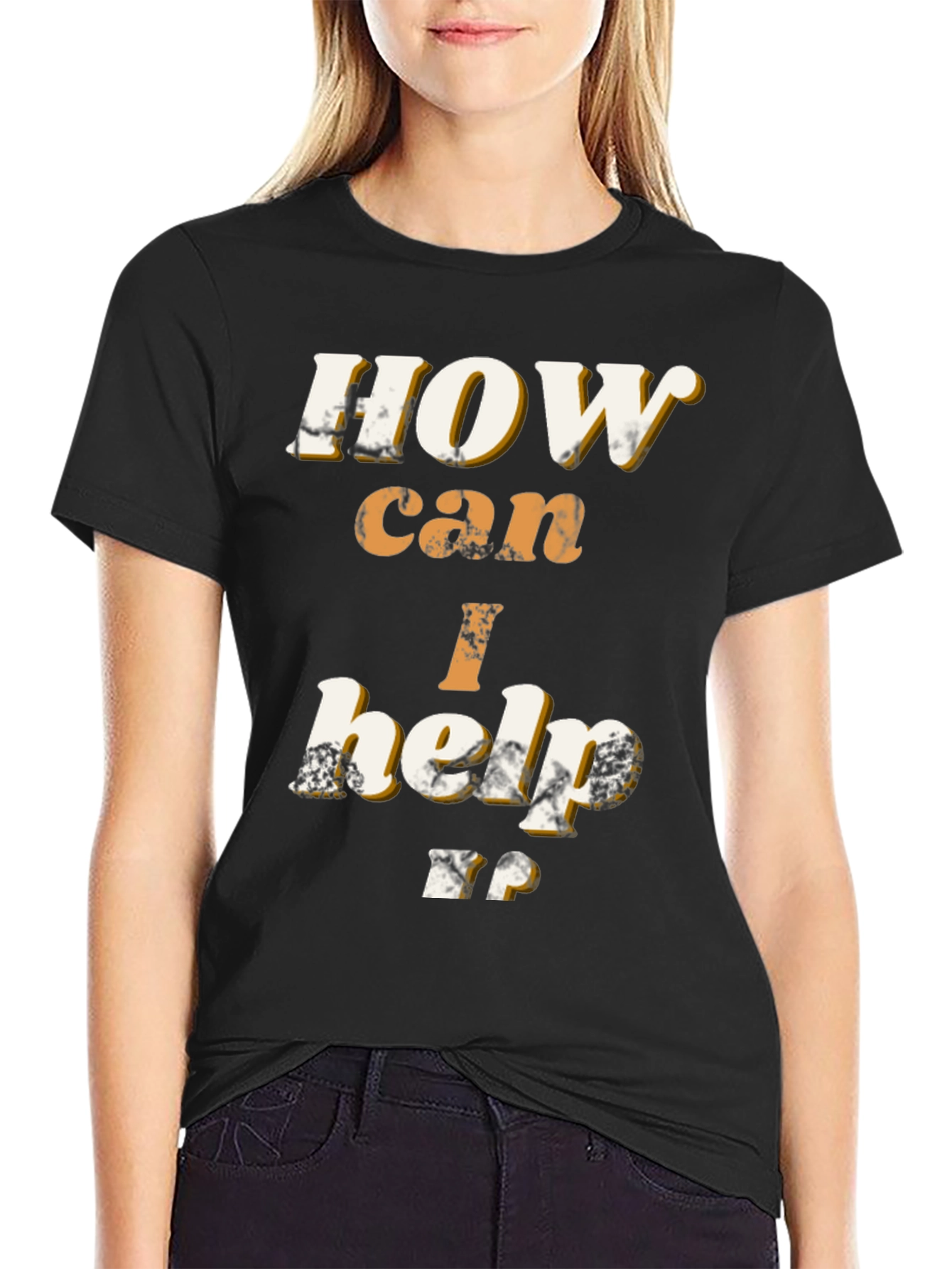 Black How Can I Help T-Shirt - Bold Graphic Tee view 2