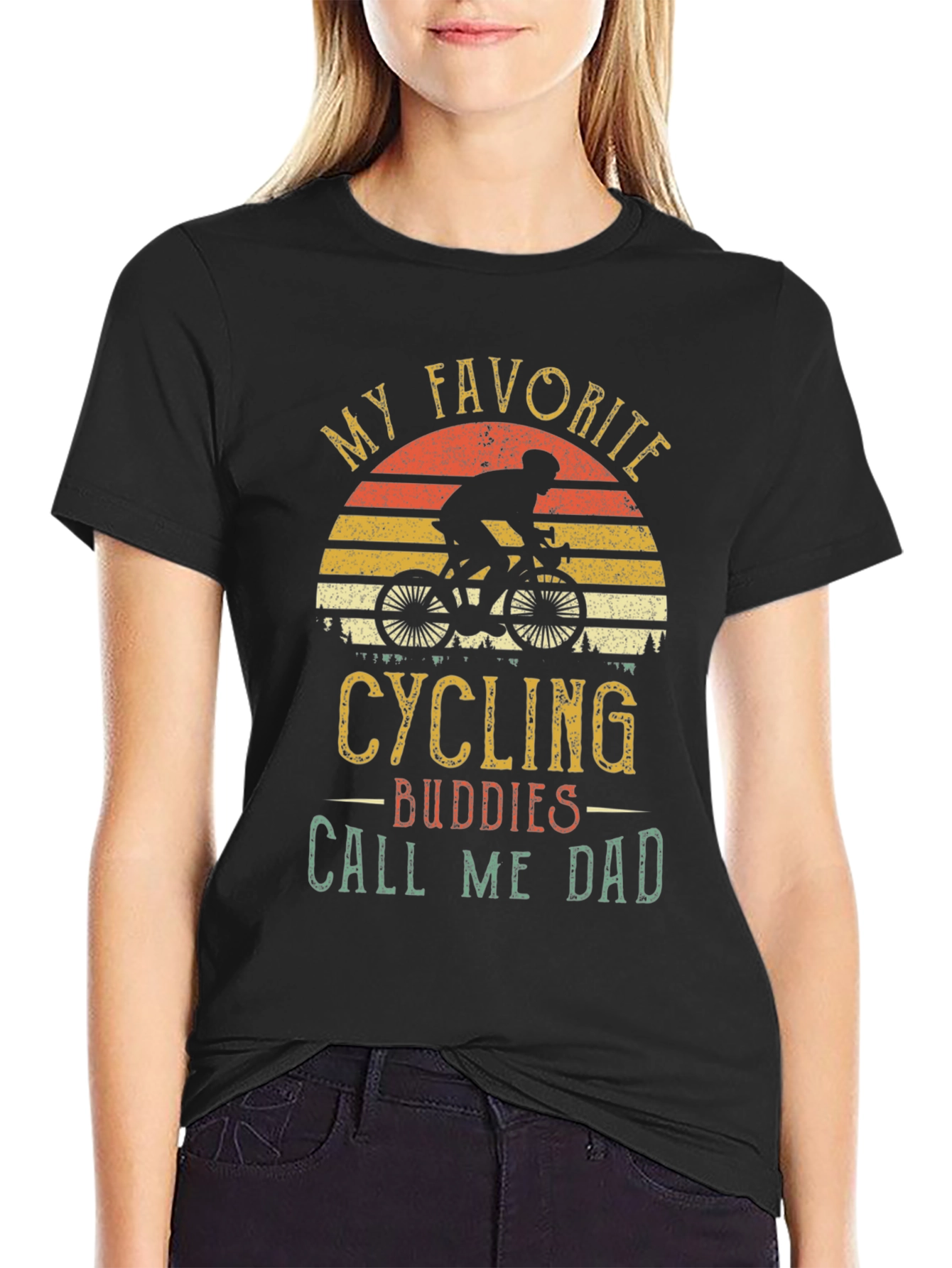 Black Cycling Buddies Call Me Dad Graphic Tee view 2