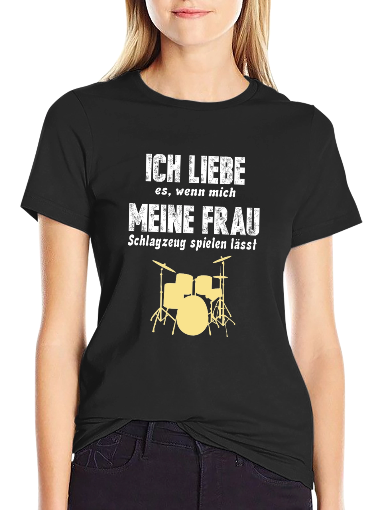 Black Ich Liebe Meine Frau Drummer T-Shirt view 2