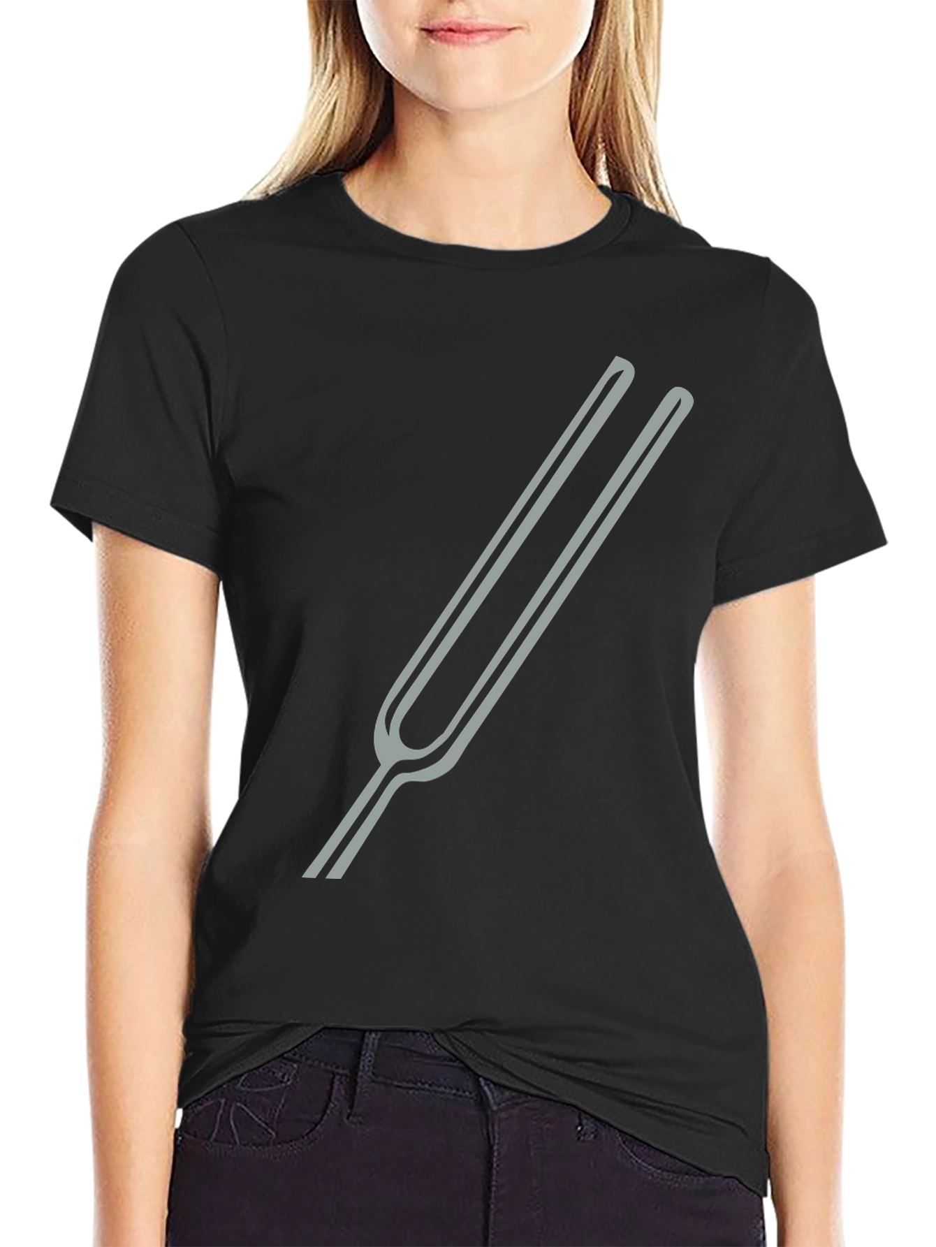 Black Tuning Fork Graphic Tee - Black Cotton Blend view 2