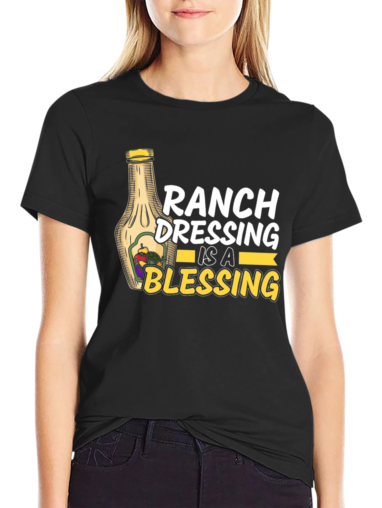 Black Ranch Dressing is a Blessing Black T-Shirt view 2
