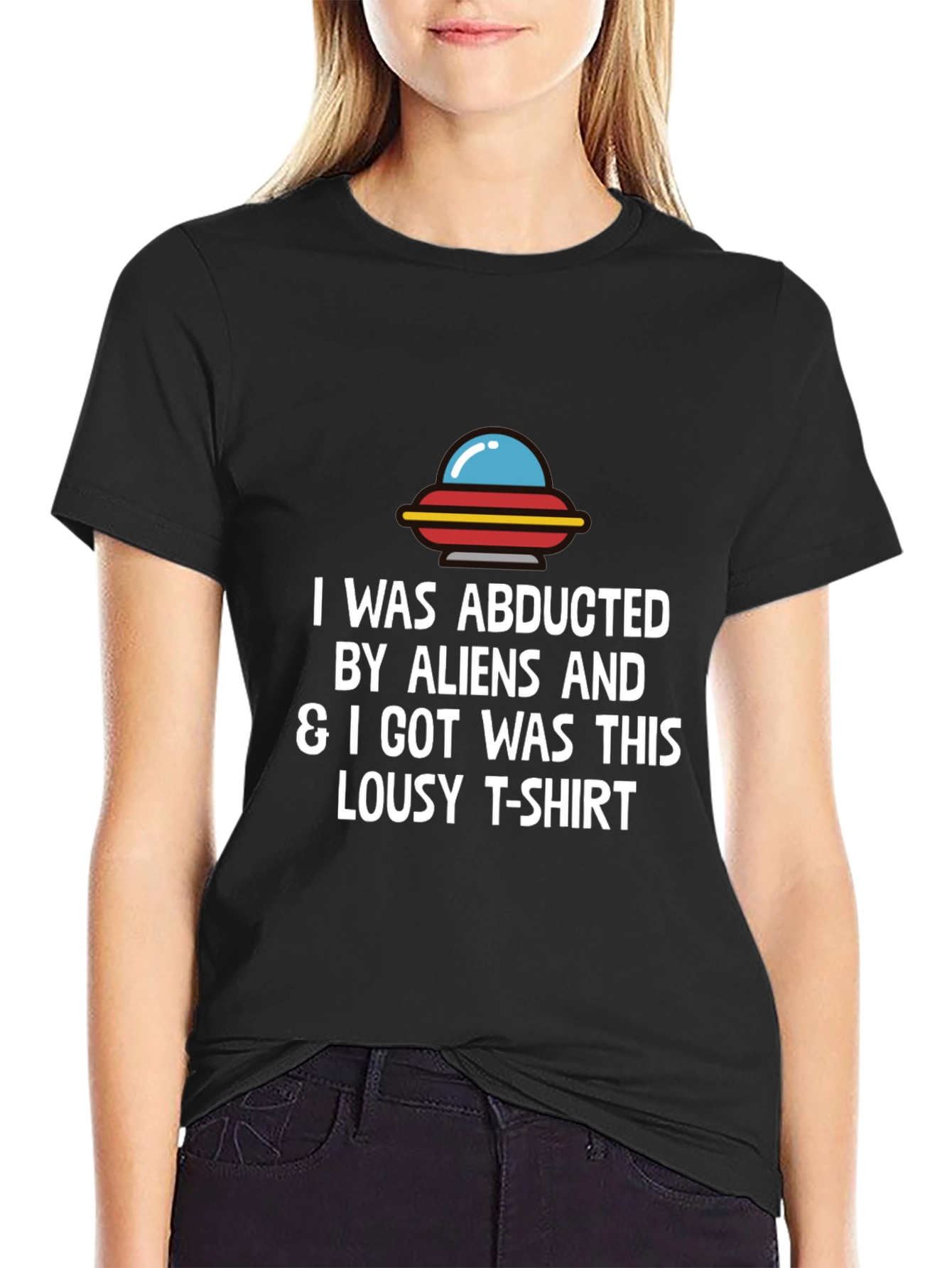 Black Abducted by Aliens Graphic T-Shirt - Men's Black Tee view 2