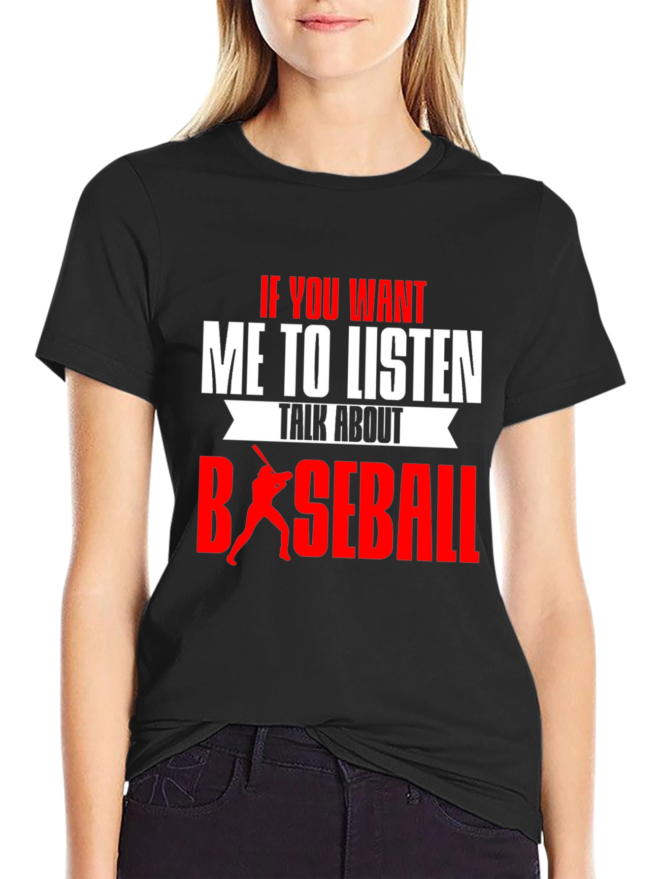Black Baseball T-Shirt - If You Want Me To Listen view 2