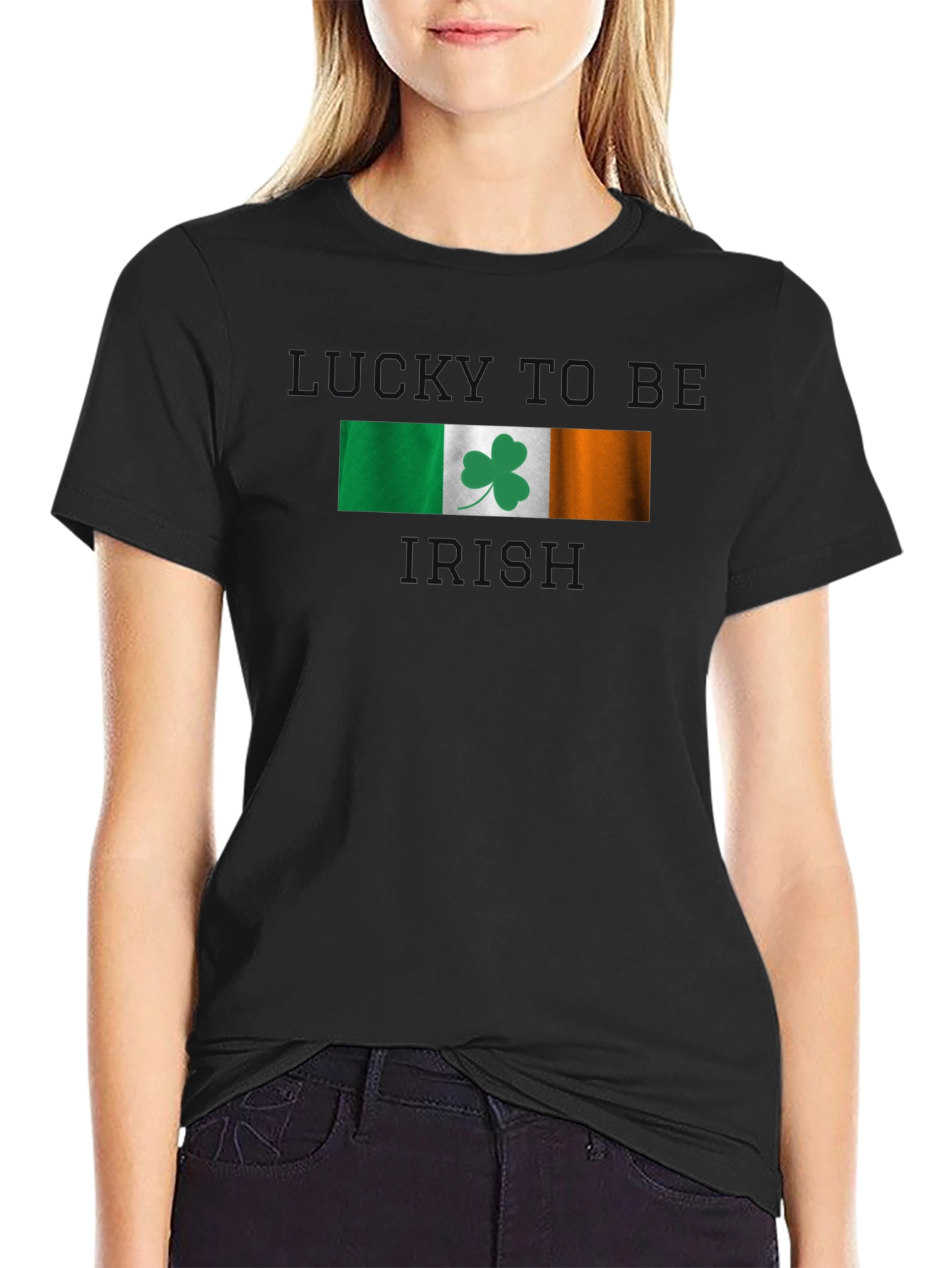 Black Lucky To Be Irish T-Shirt view 2