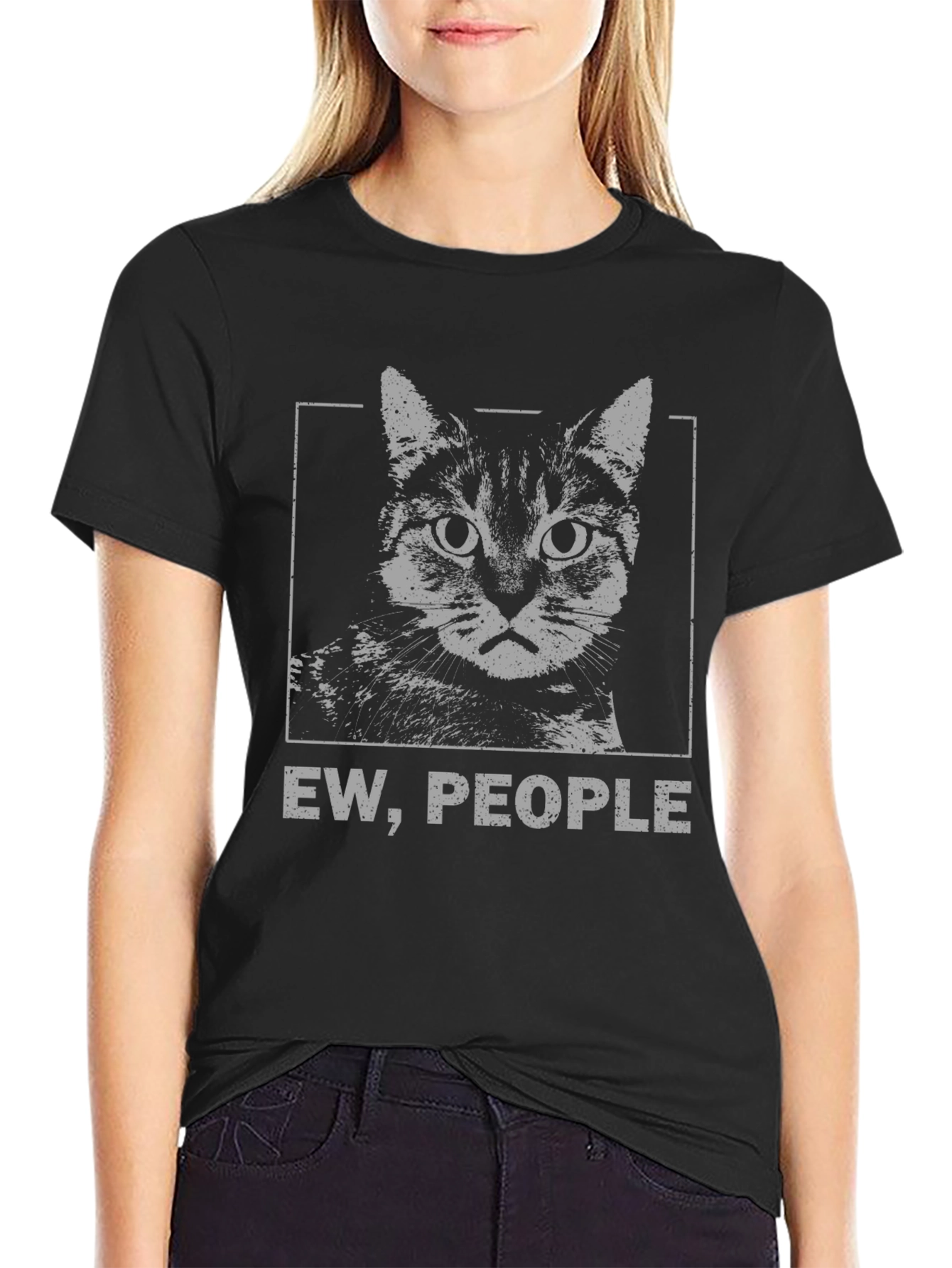 Black Ew, People Cat Graphic T-Shirt view 2