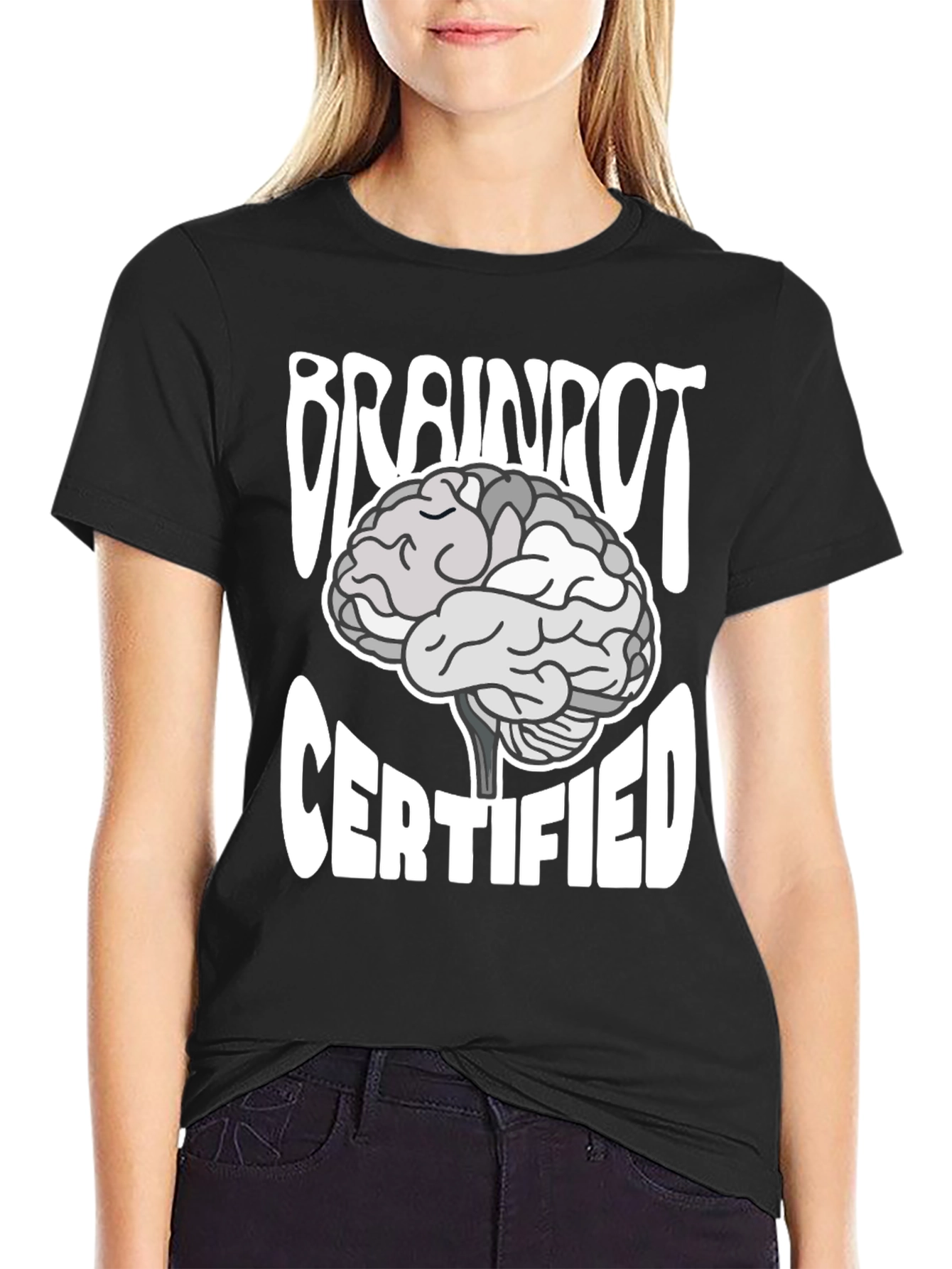 Black Brainrot Certified T-Shirt - Funny Graphic Tee view 2