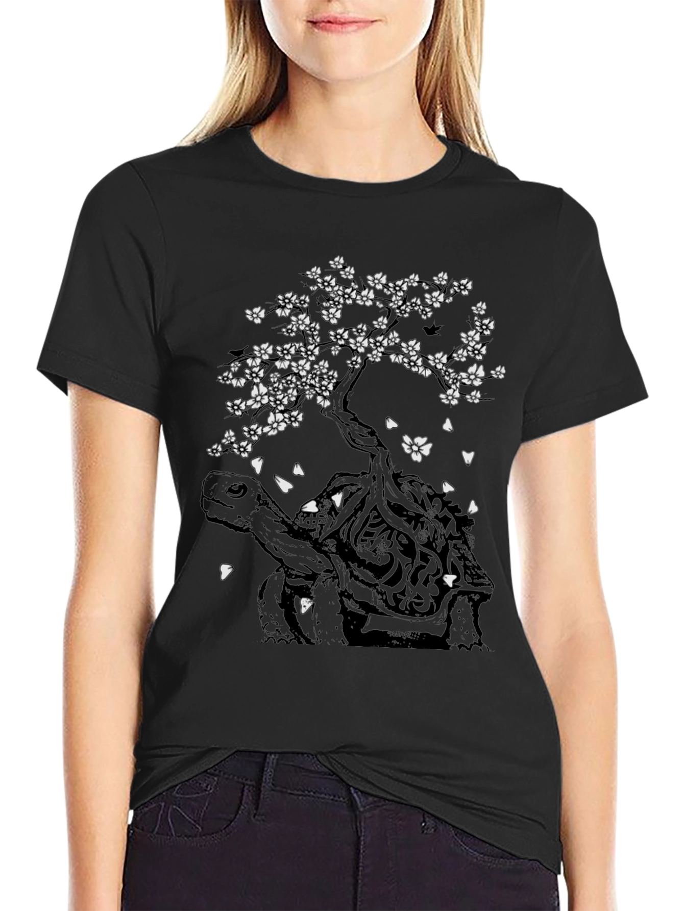 Black Turtle & Tree Graphic Tee - Nature Inspired Style view 2