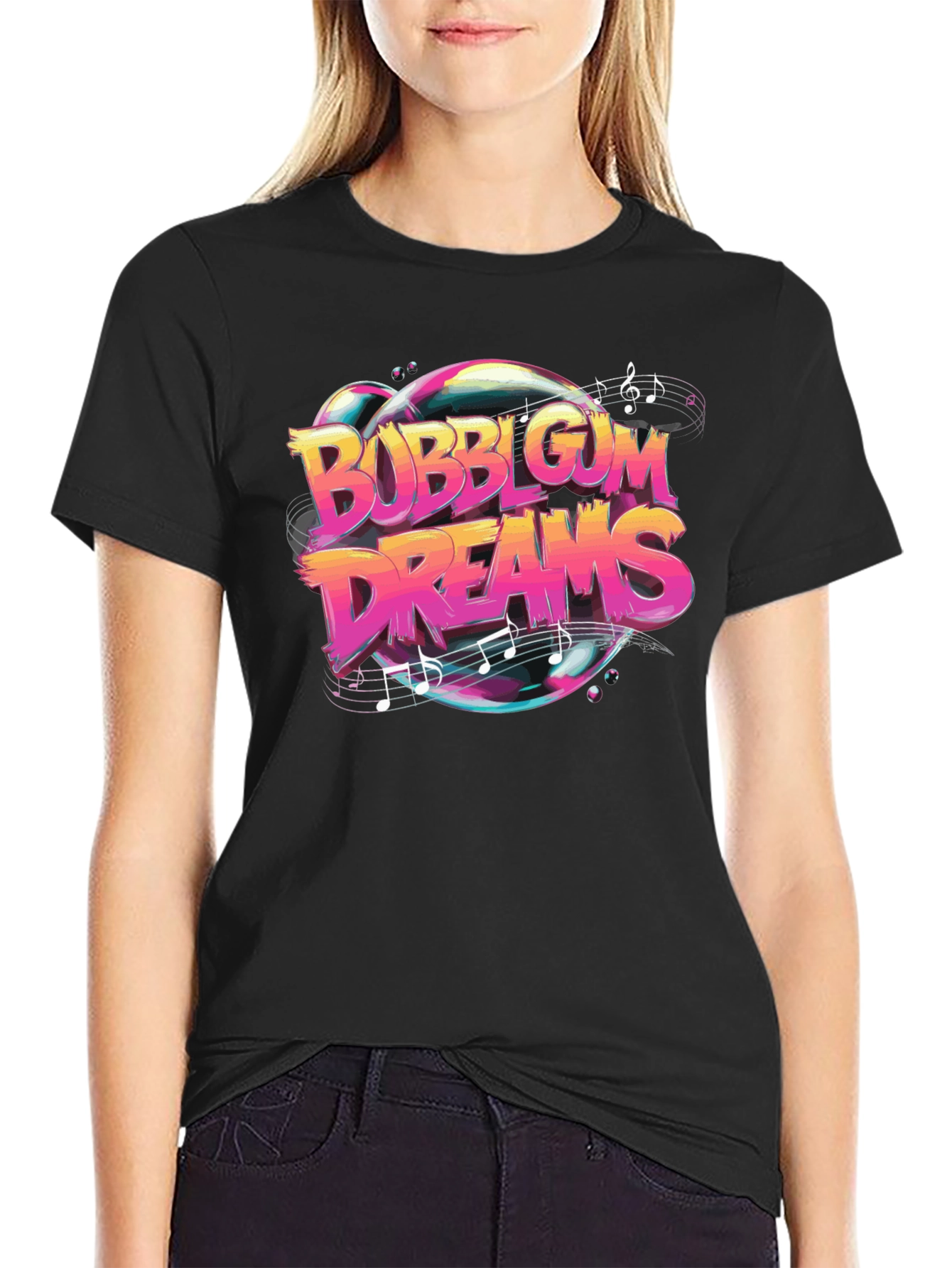 Black Bubblegum Dreams Graphic T-Shirt view 2