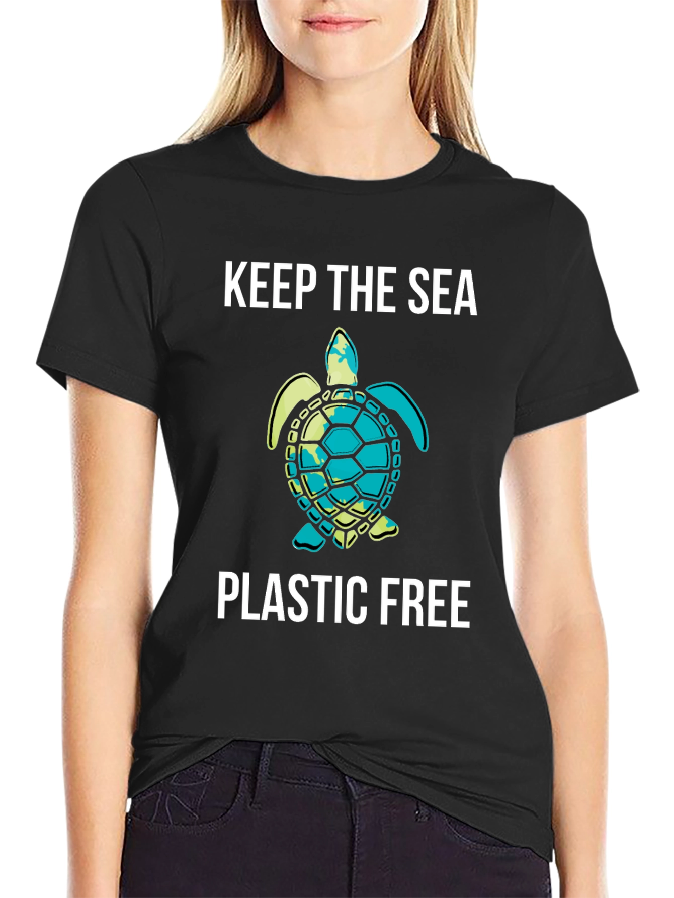 Black Keep The Sea Plastic Free Tee view 2