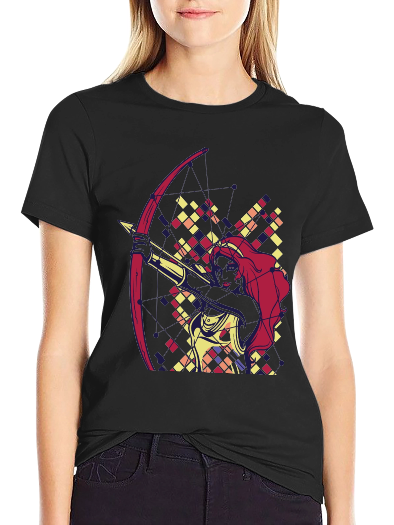 Black Archer Graphic Tee - Trendy Black T-Shirt view 2